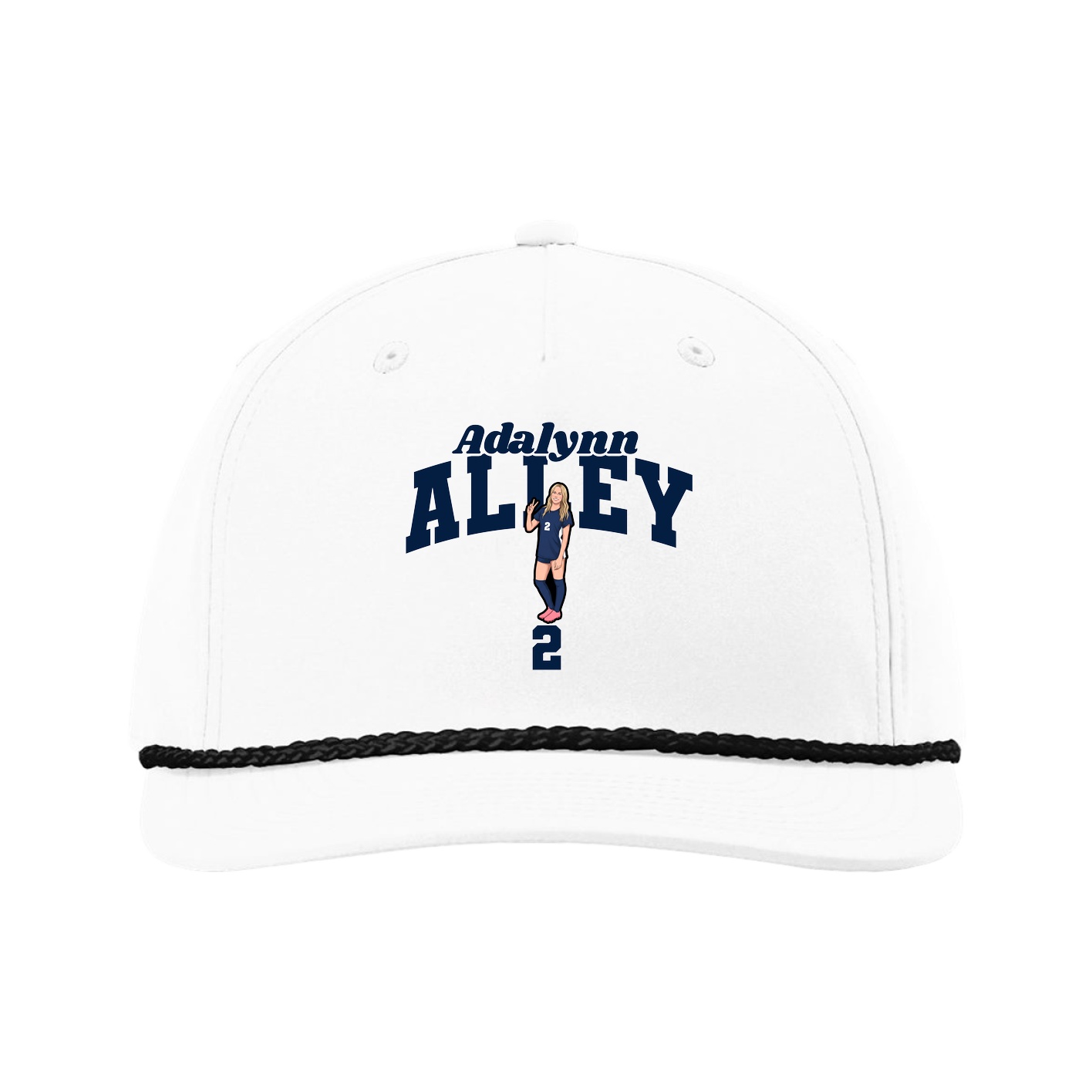 Five-Panel Classic Rope Cap — Signature Arch in White