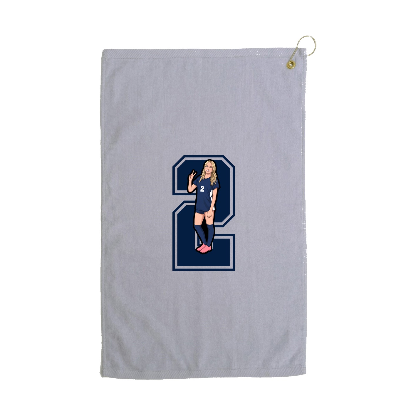 Golf Towel — Number in Grey