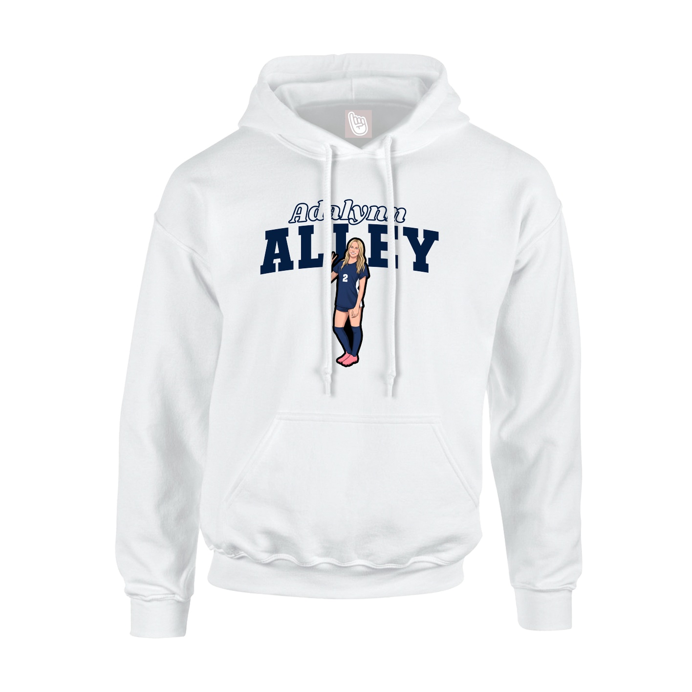 Youth Hoodie — Name Arch in White