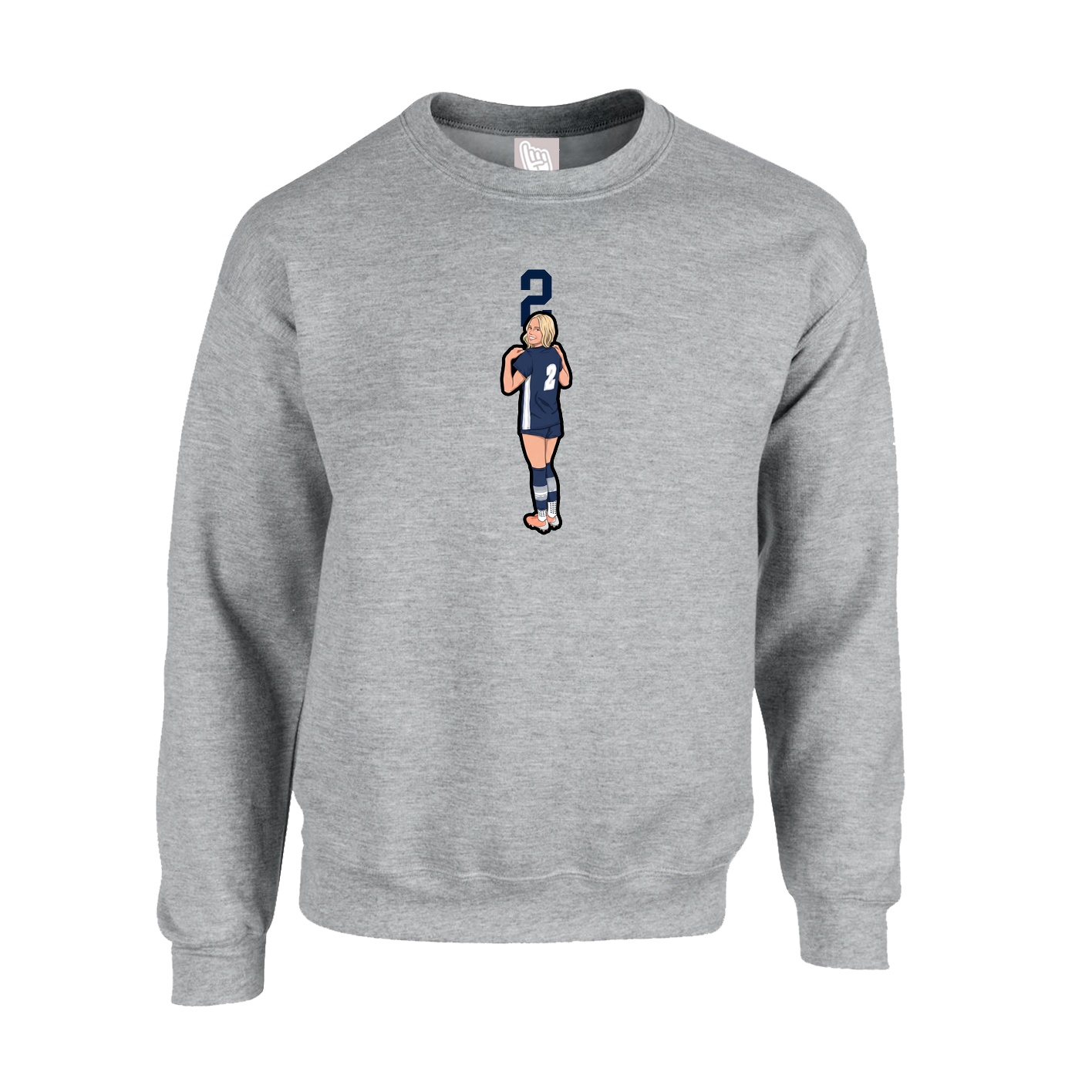 Fleece Crew — Number Top in Grey