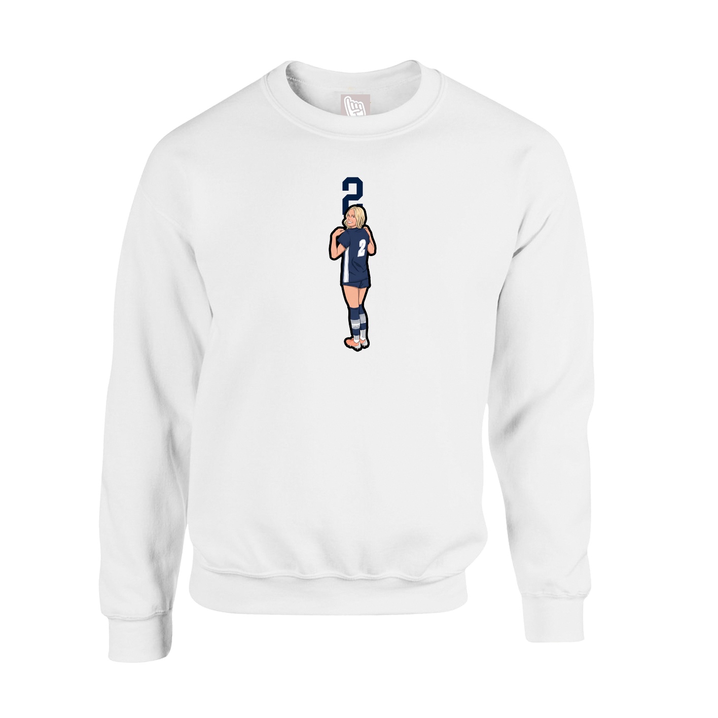 Fleece Crew — Number Top in White
