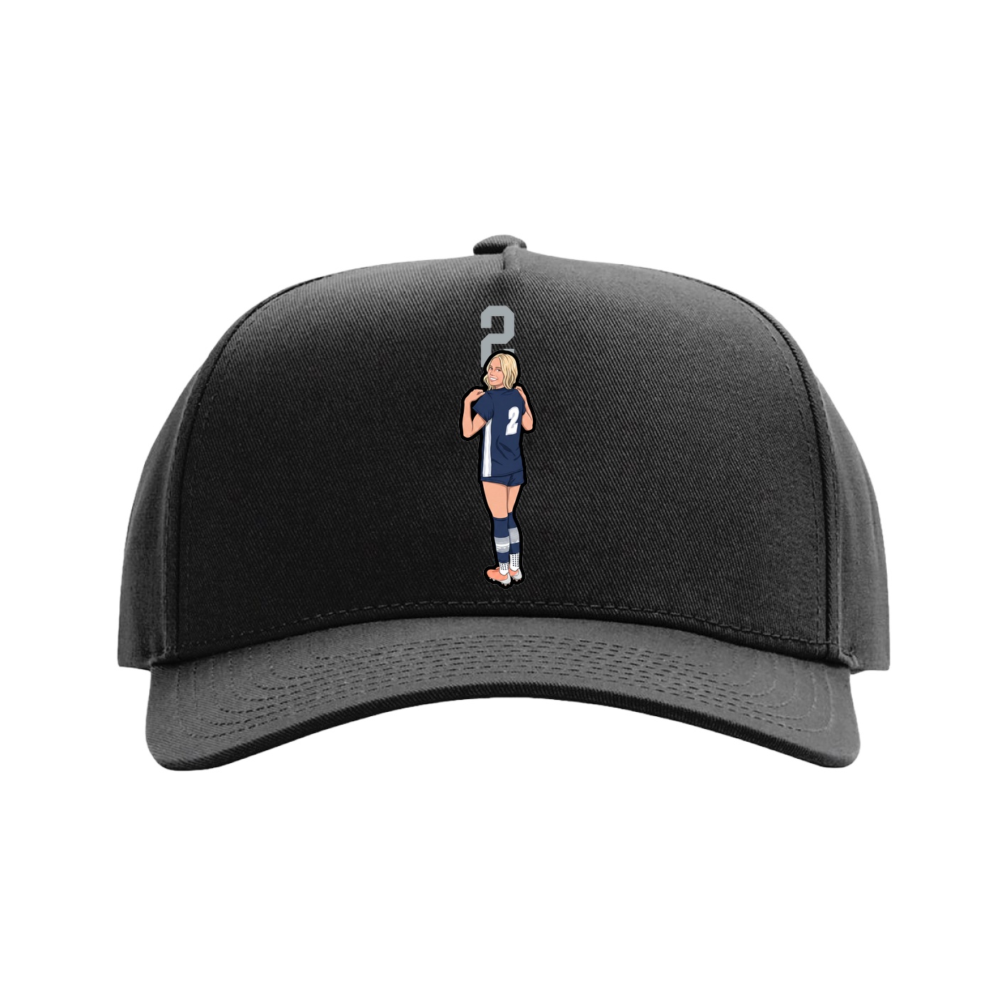 Full Fabric Five-Panel Champ Cap — Number Top in Black
