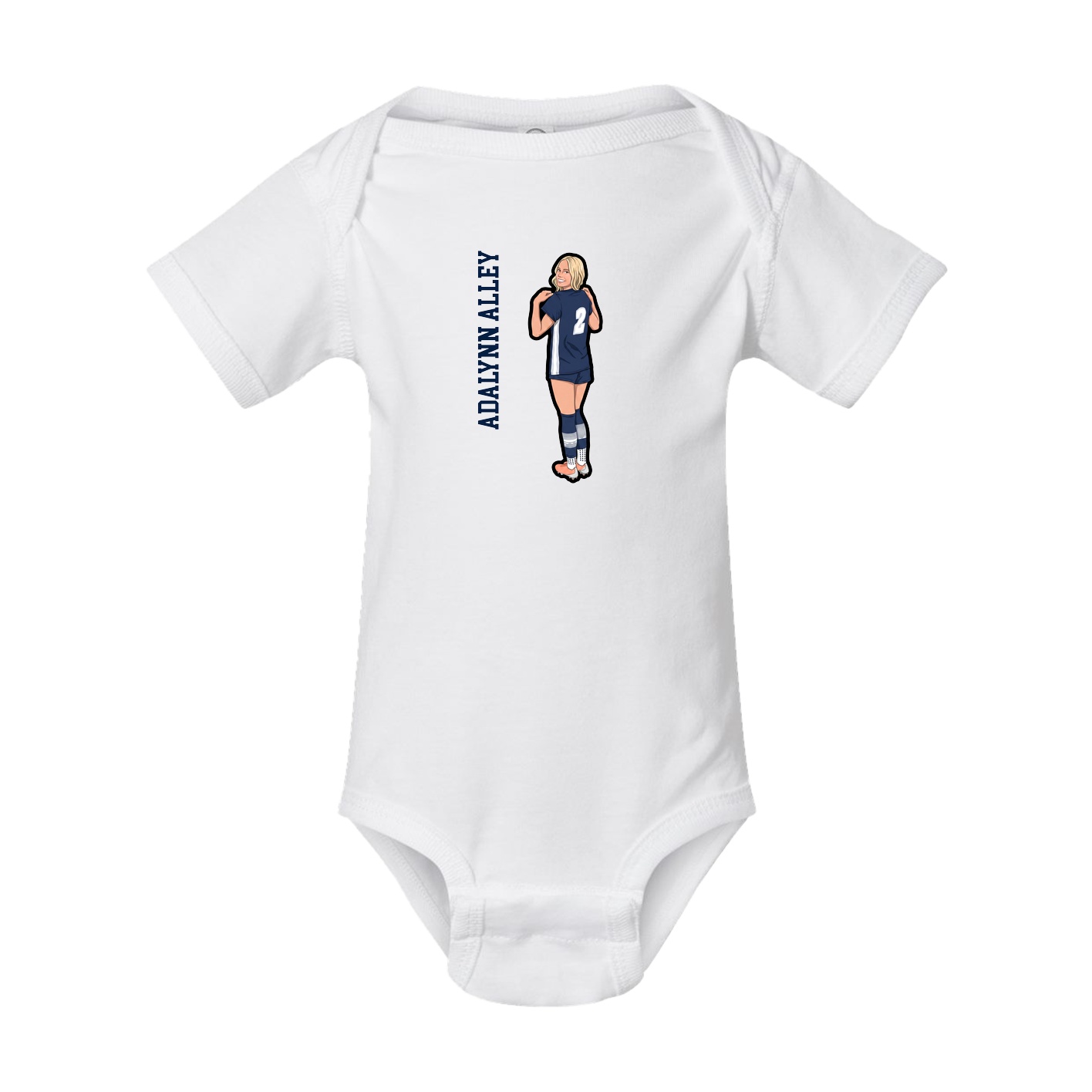 Baby Onesie — Name Vertical in White