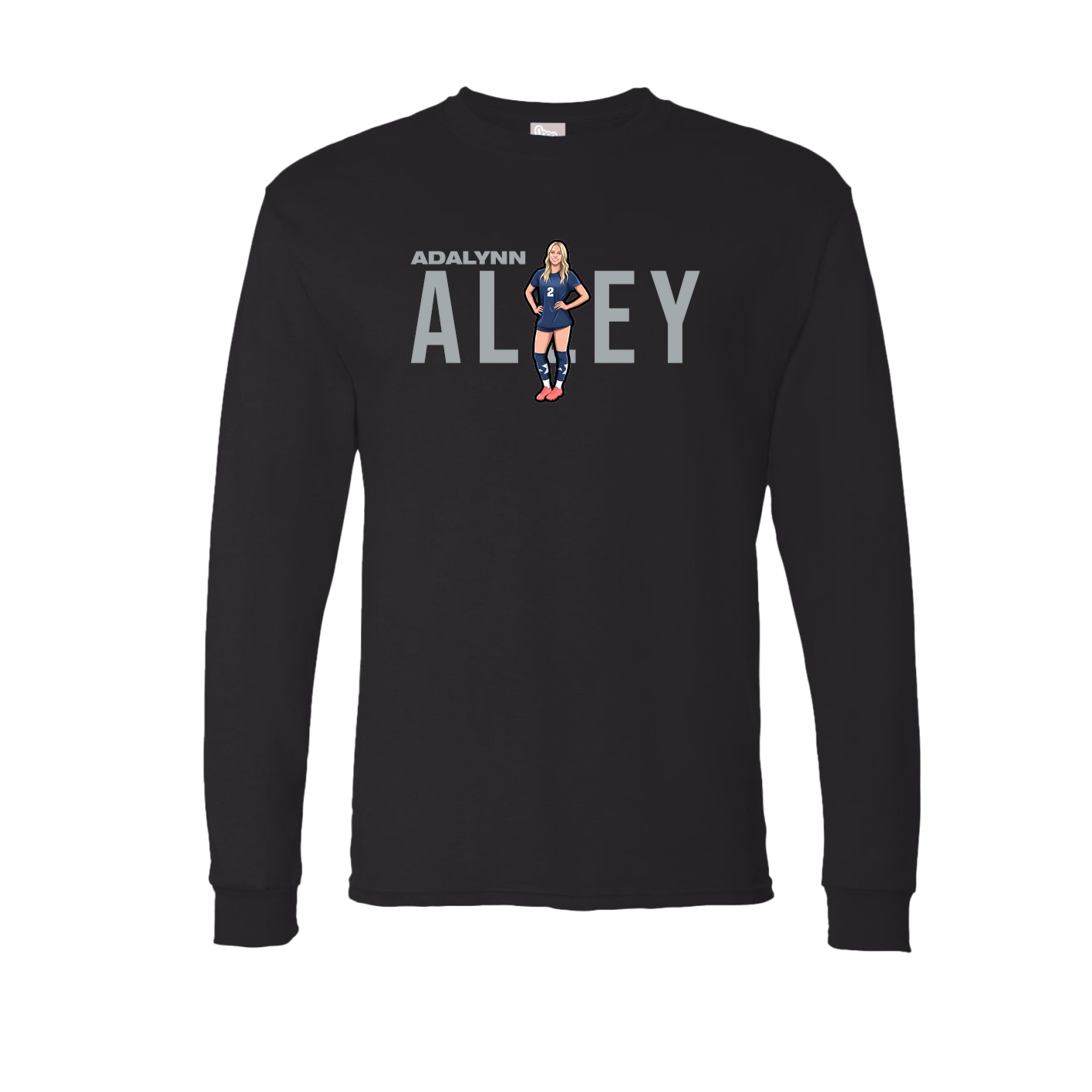 Long Sleeve Tee — Player Name in Black