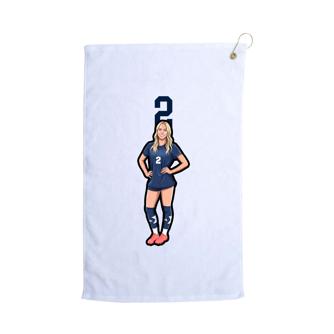 Golf Towel — Number Top in White