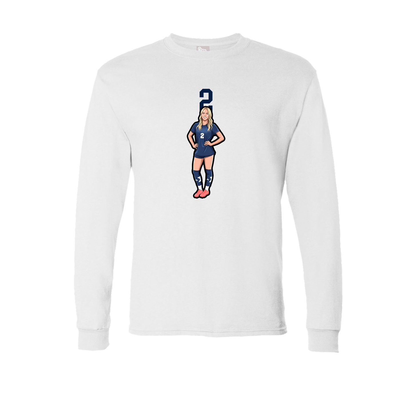 Long Sleeve Tee — Number Top in White