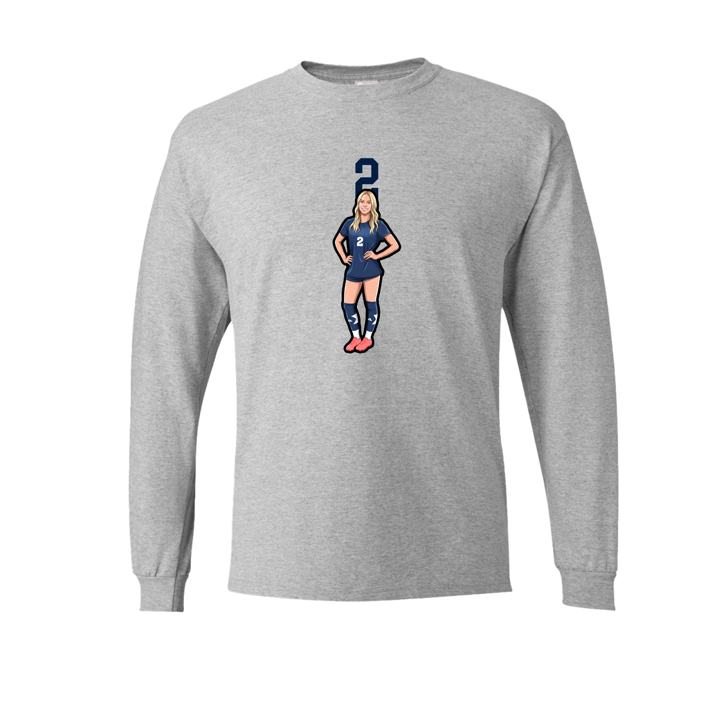 Long Sleeve Tee — Number Top in Grey