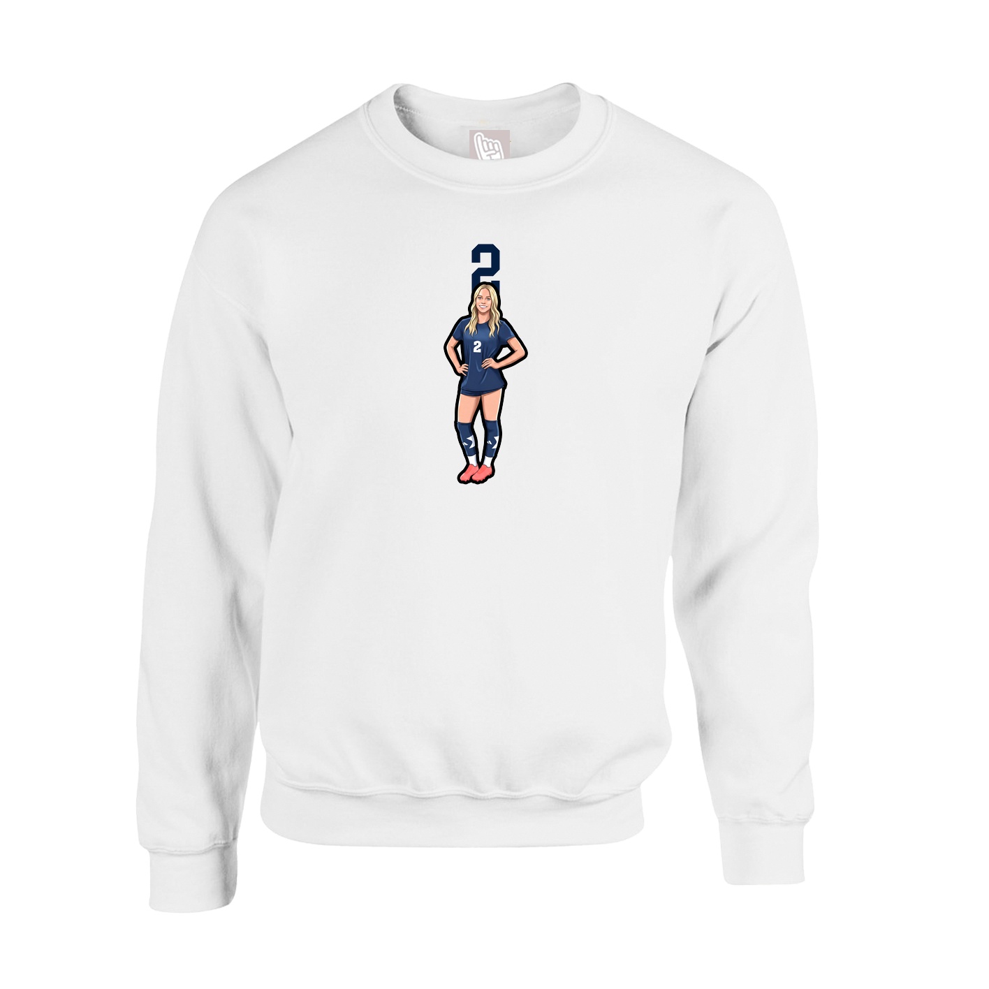 Fleece Crew — Number Top in White