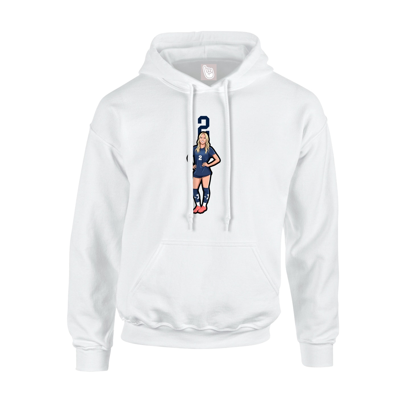 Youth Hoodie — Number Top in White