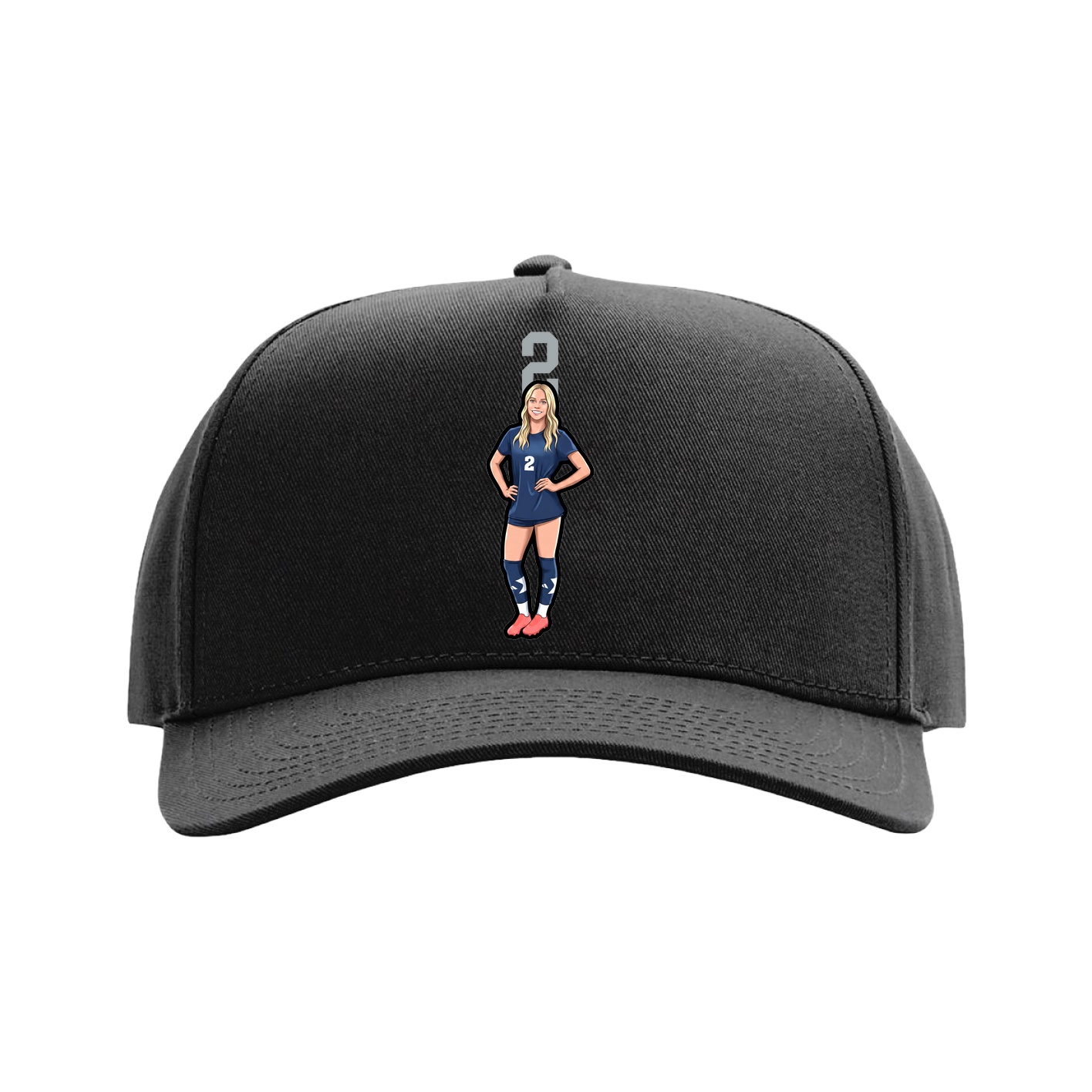 Full Fabric Five-Panel Champ Cap — Number Top in Black