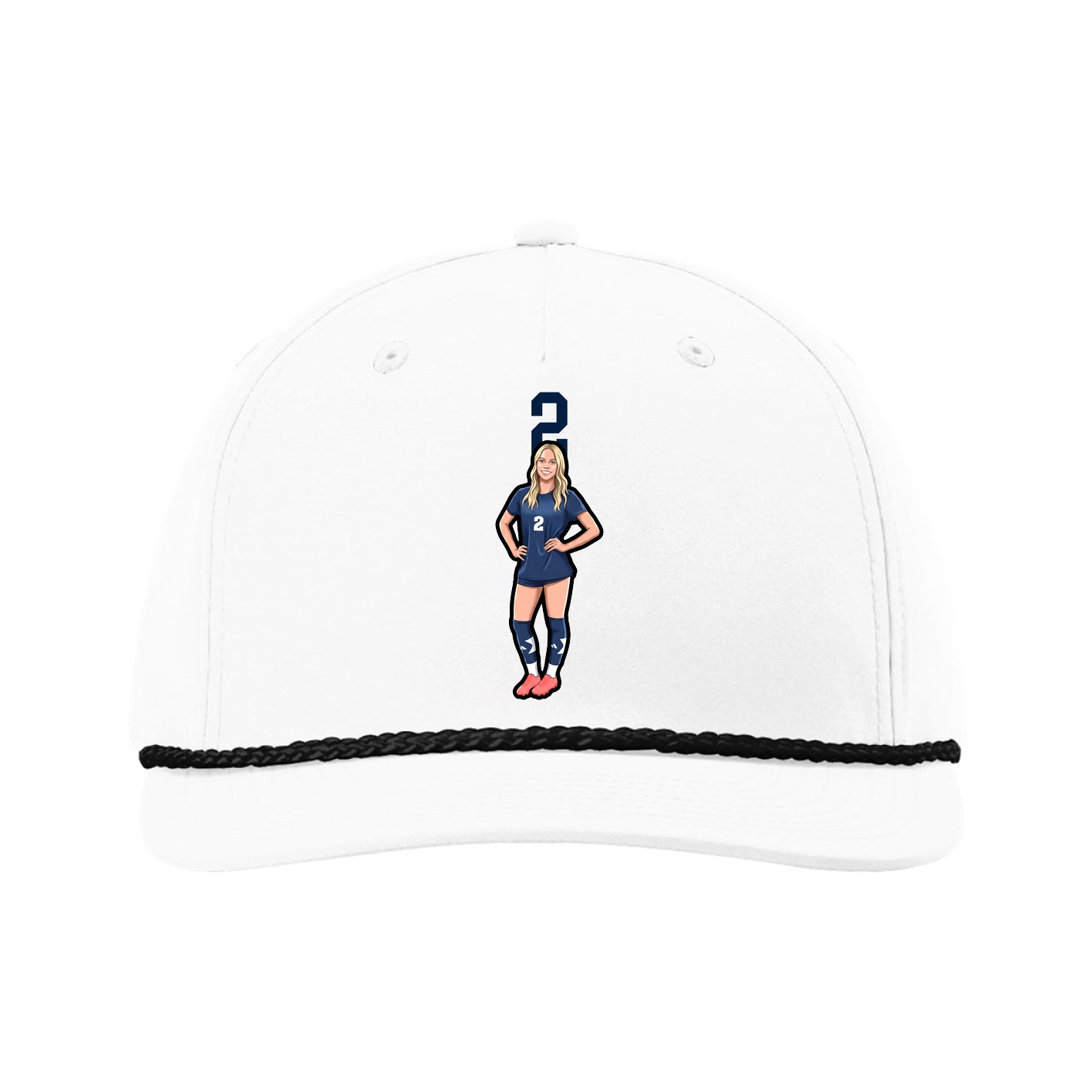 Five-Panel Classic Rope Cap — Number Top in White