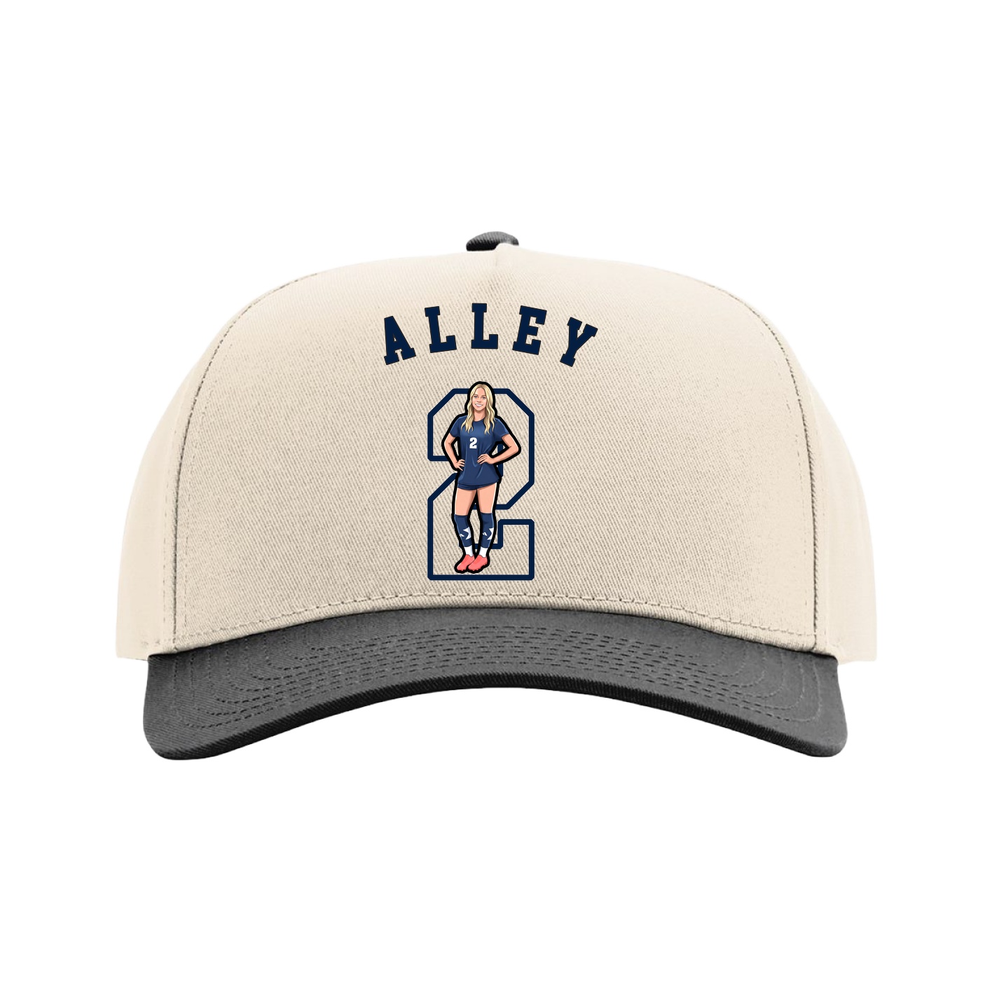 Full Fabric Five-Panel Champ Cap — Shirsey Arch in Cream/Black