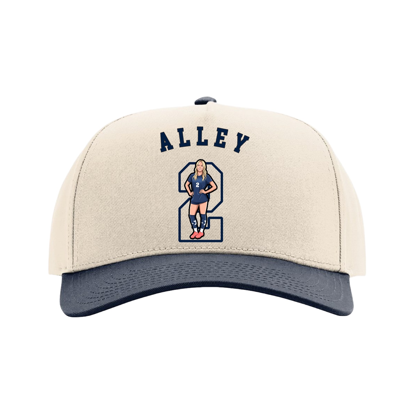 Full Fabric Five-Panel Champ Cap — Shirsey Arch in Cream/Navy