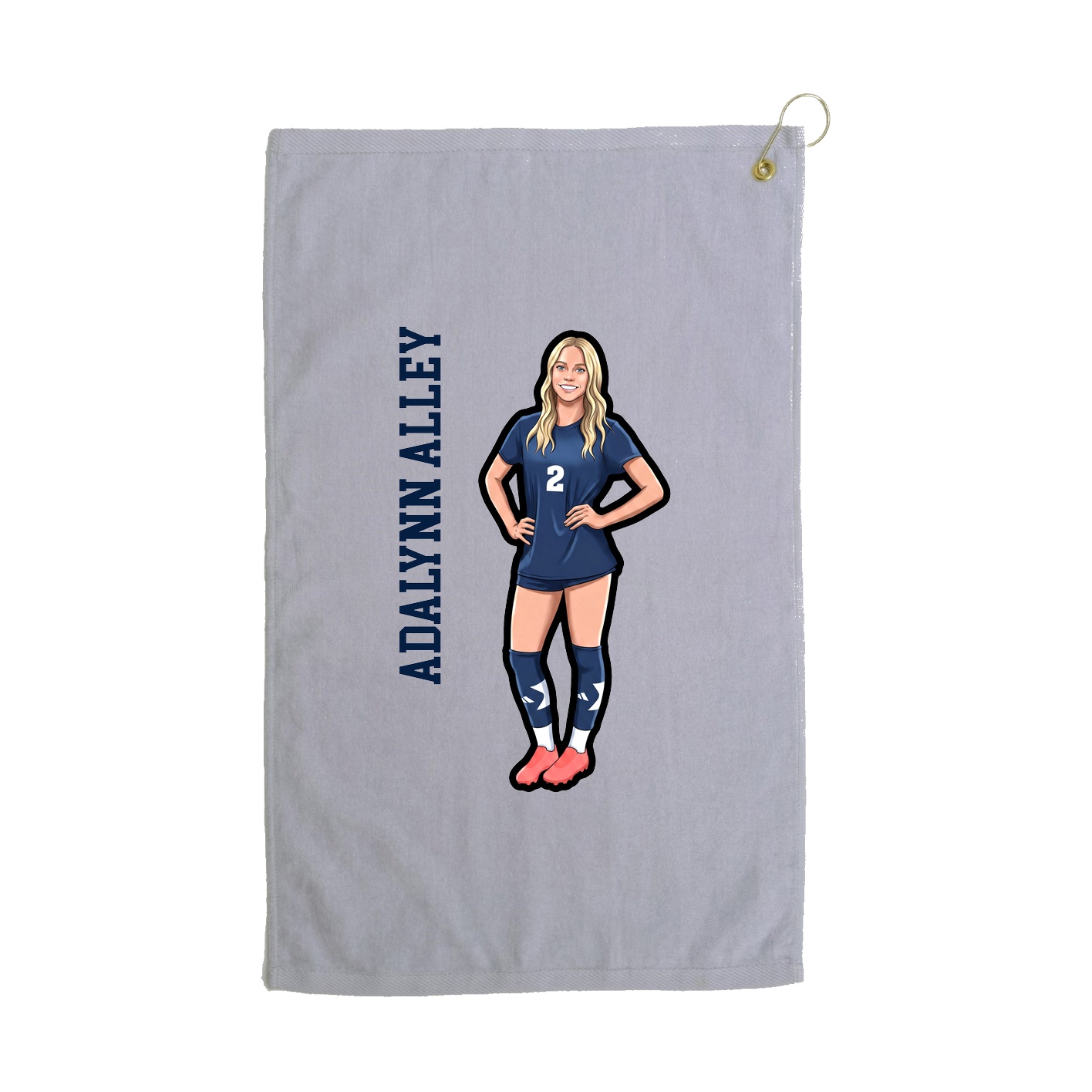 Golf Towel — Name Vertical in Grey