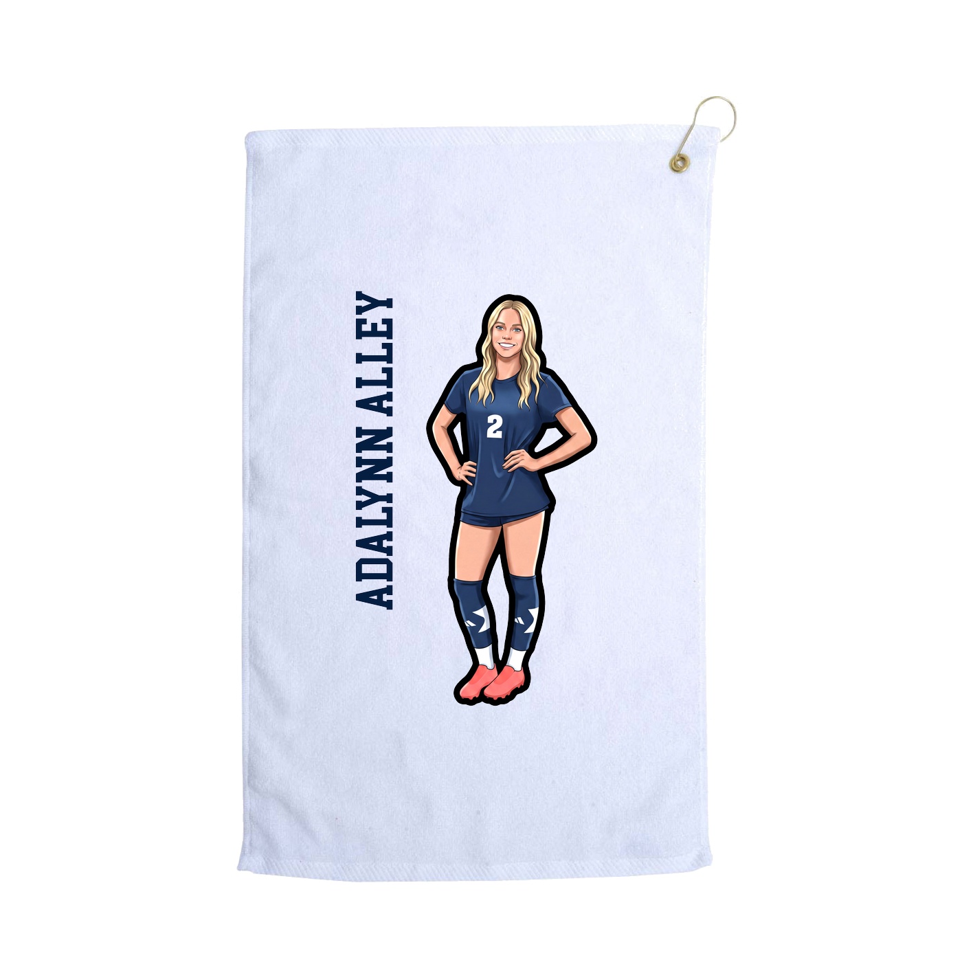 Golf Towel — Name Vertical in White