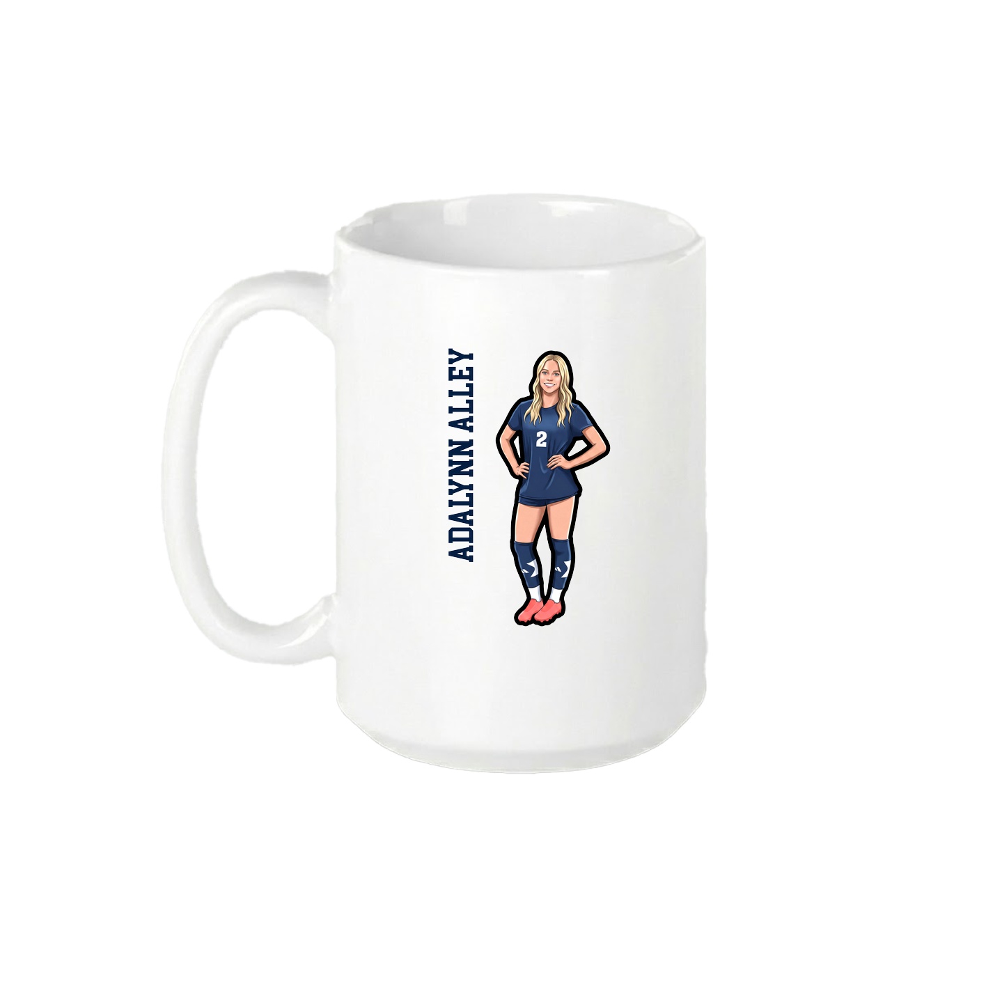 15oz Coffee Mug — Name Vertical in White