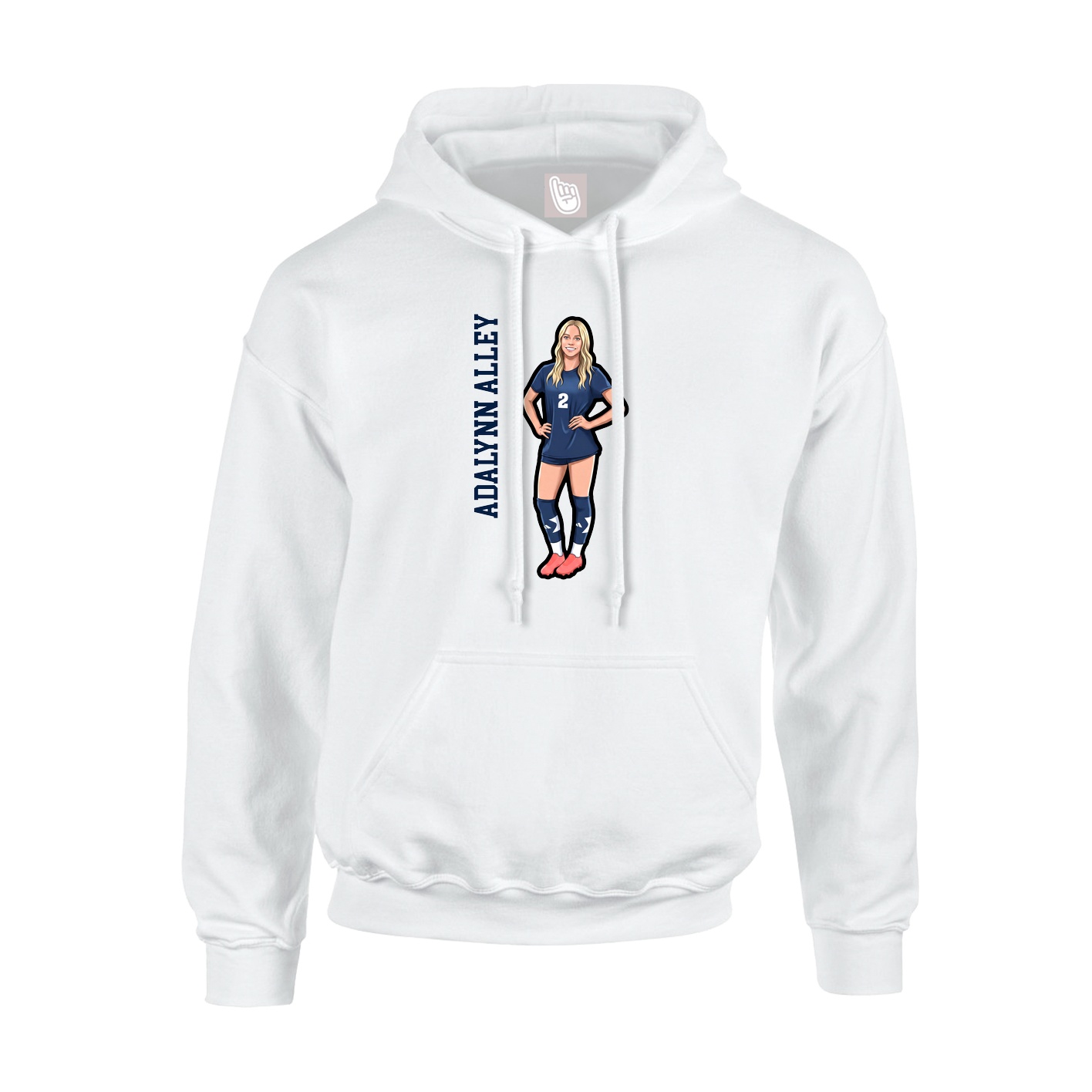 Youth Hoodie — Name Vertical in White