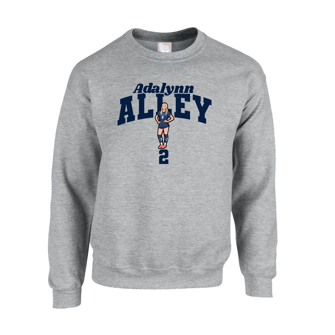 Fleece Crew — Signature Arch in Grey
