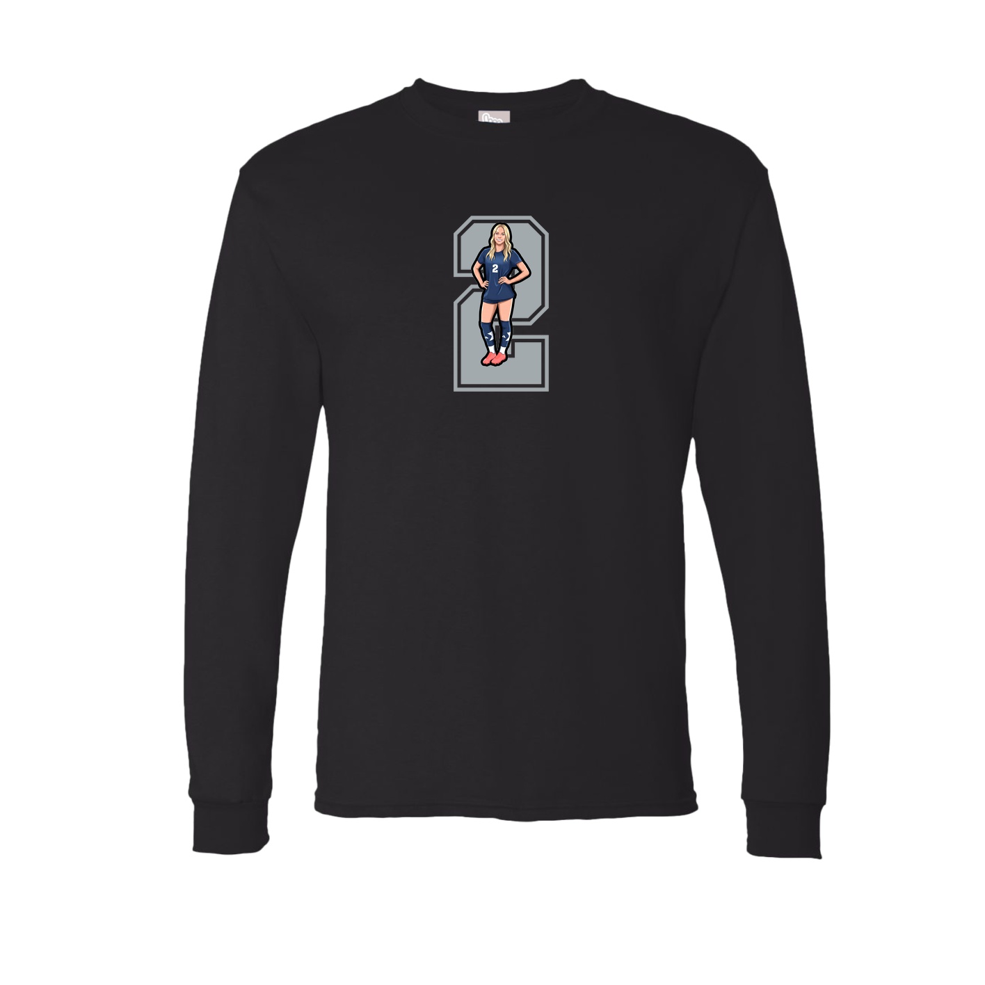 Long Sleeve Tee — Number in Black