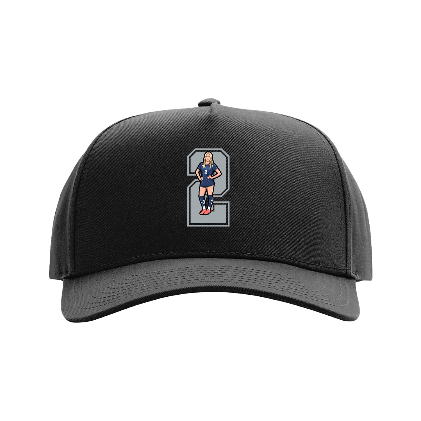 Full Fabric Five-Panel Champ Cap — Number in Black