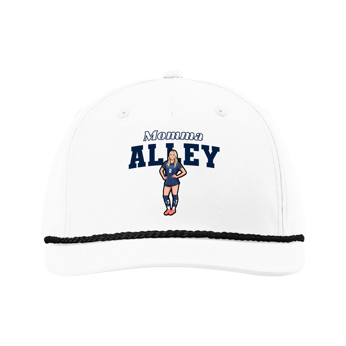 Five-Panel Classic Rope Cap — Mothers Day Block in White