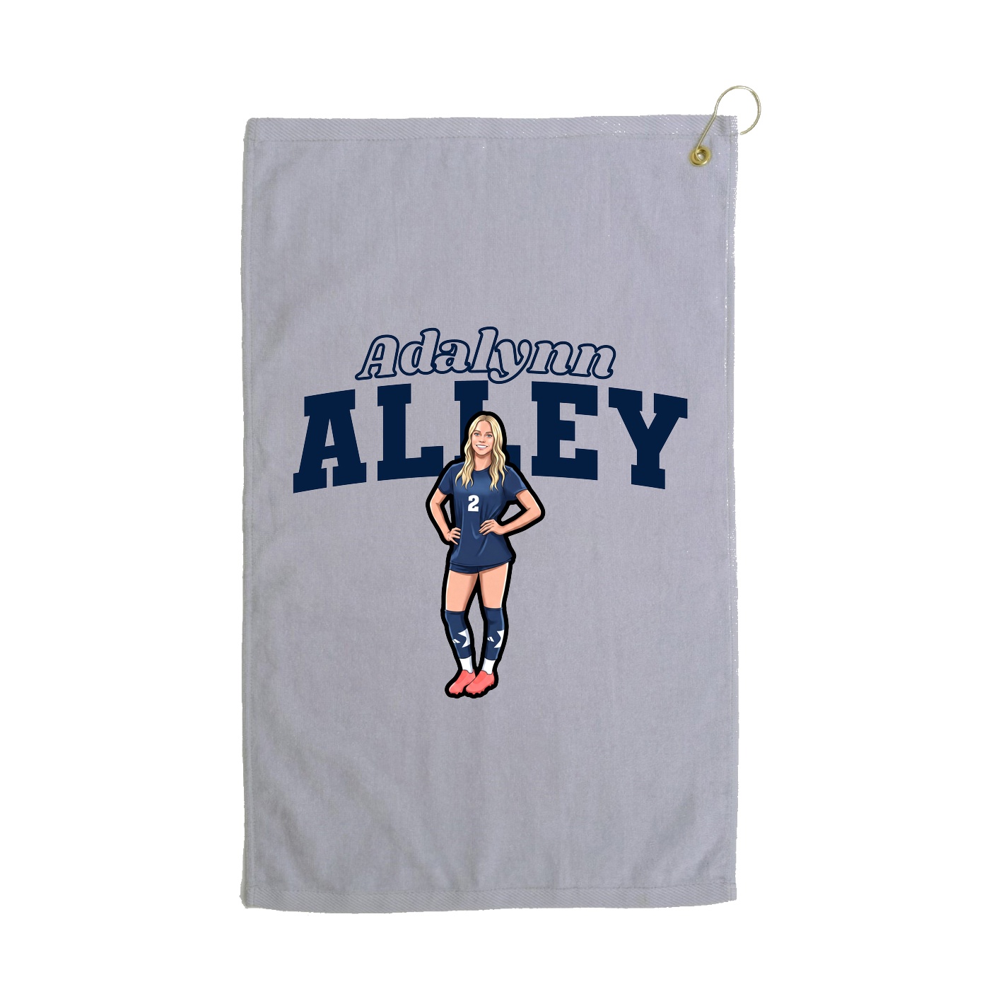 Golf Towel — Name Arch in Grey