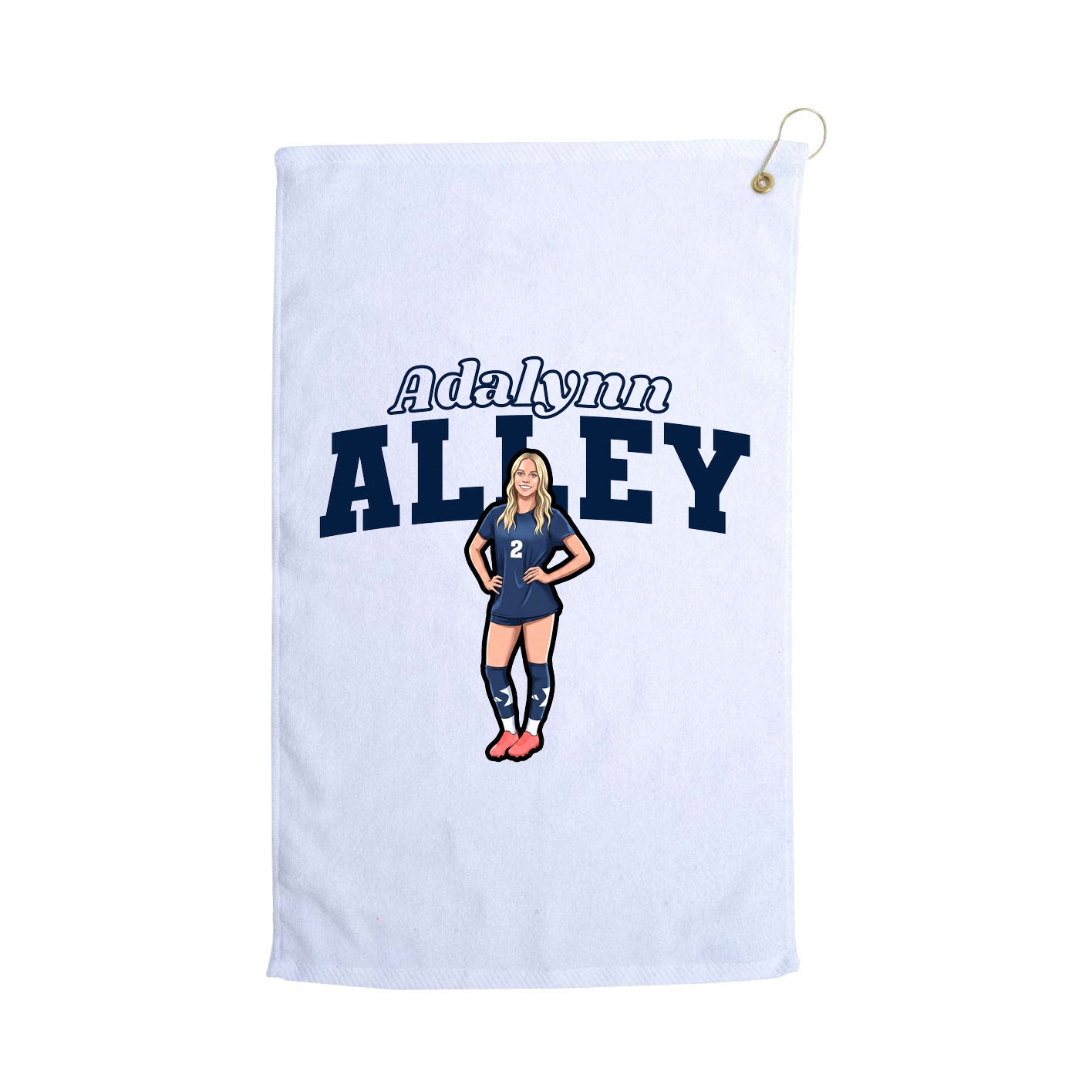 Golf Towel — Name Arch in White