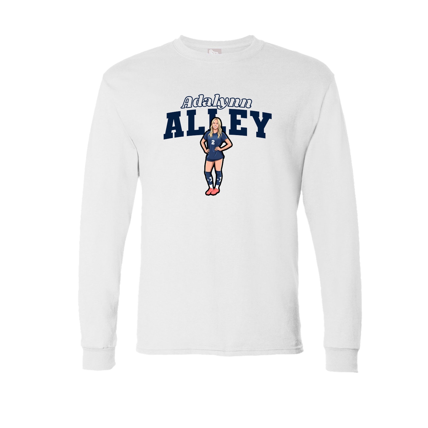 Long Sleeve Tee — Name Arch in White