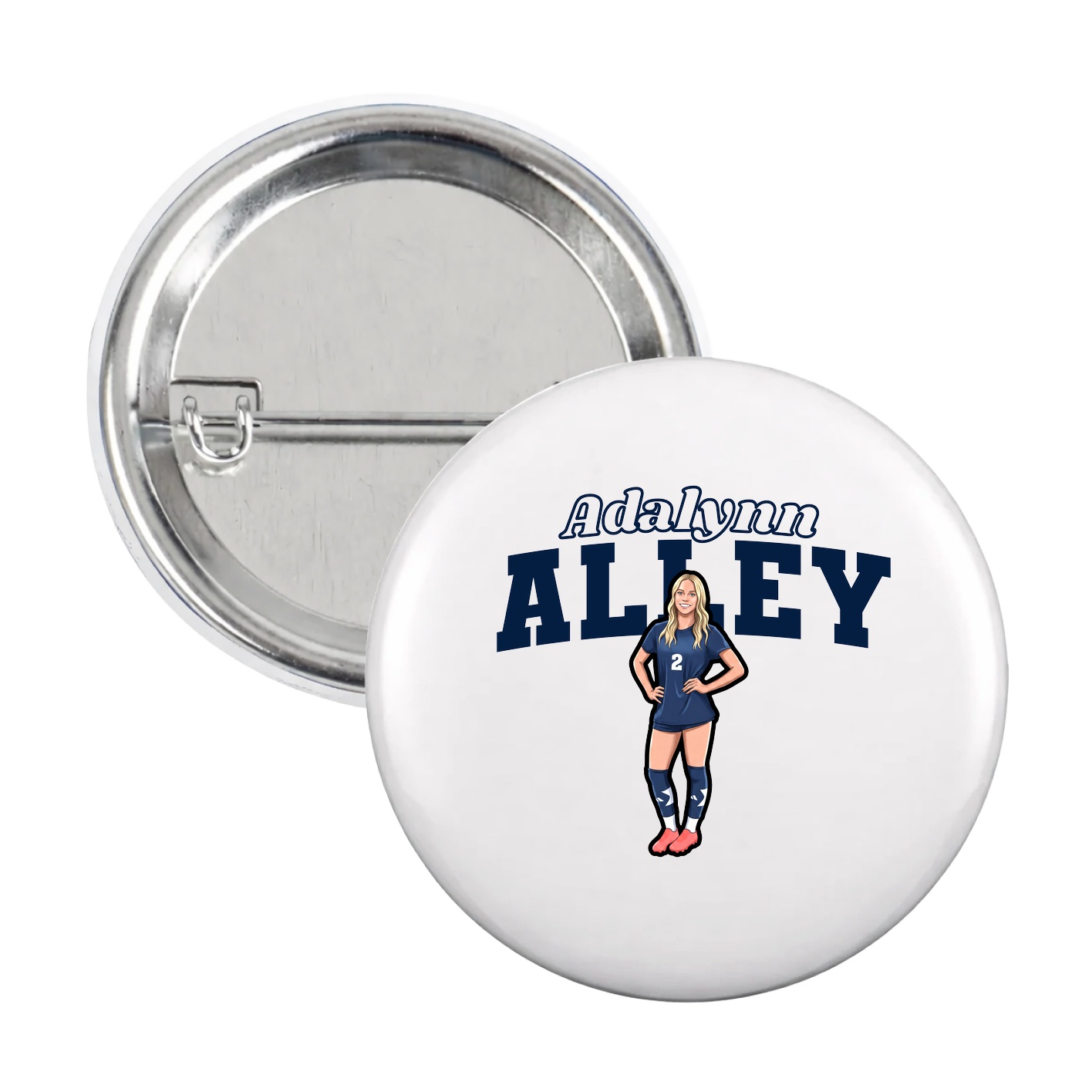 Game Day Button — Name Arch in White