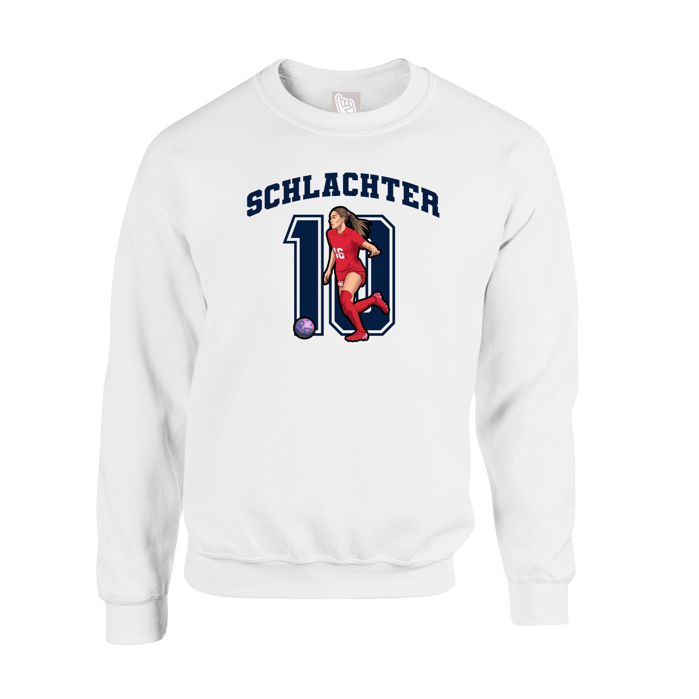 Fleece Crew — Number in White