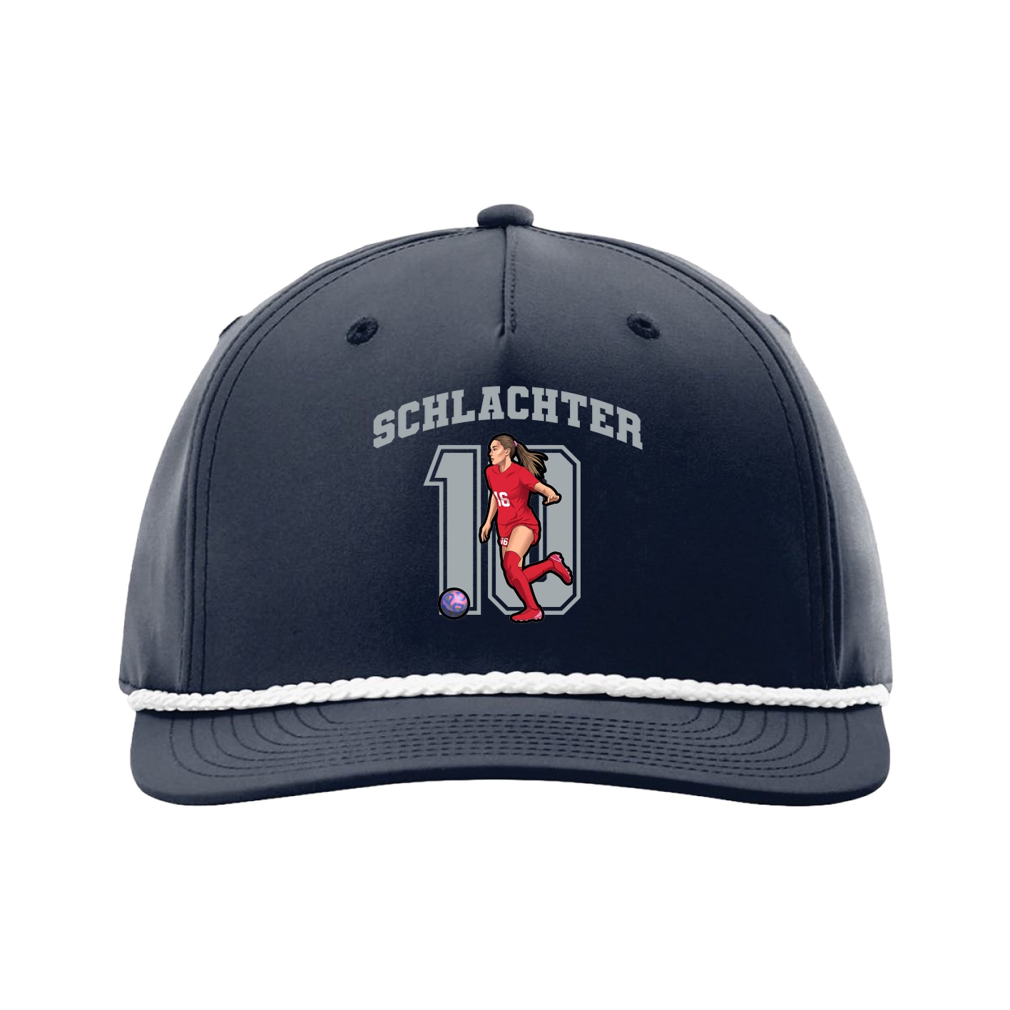 Five-Panel Classic Rope Cap — Number in Navy