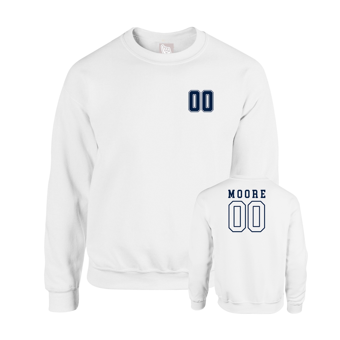 Fleece Crew — Chest Back in White