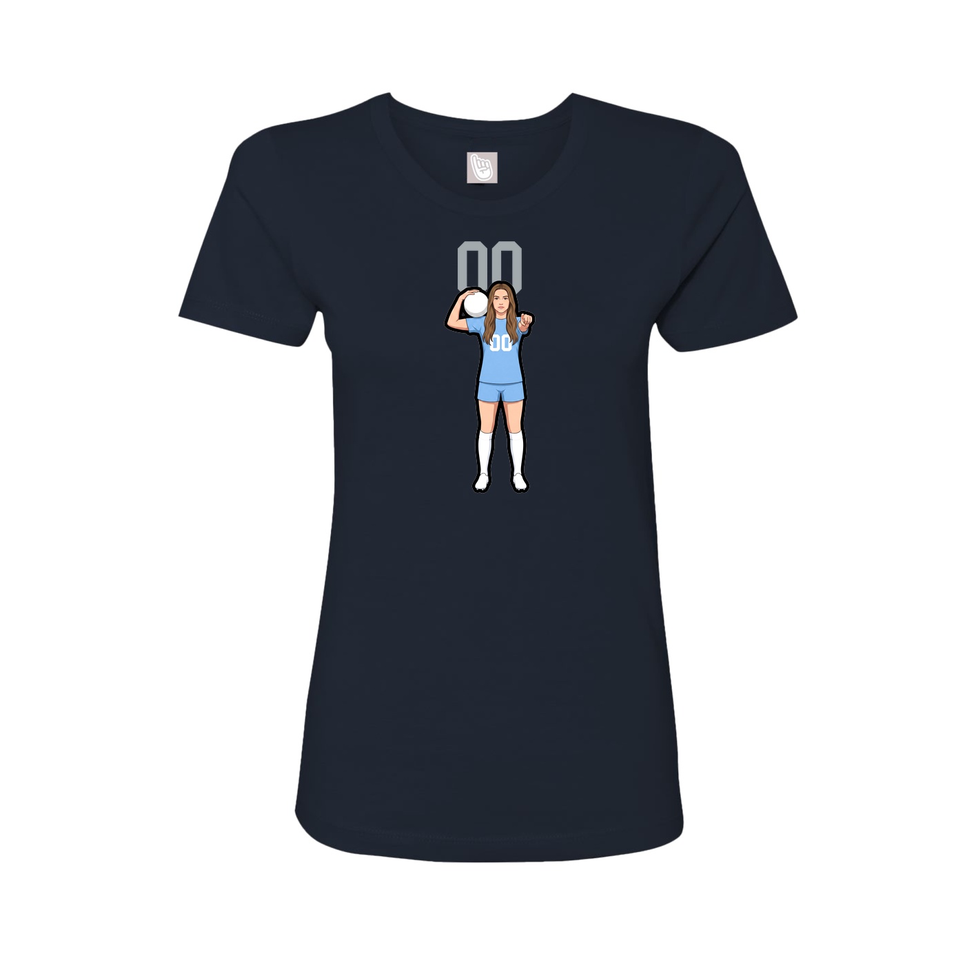 Fitted Women's Tee — Number Top in Navy
