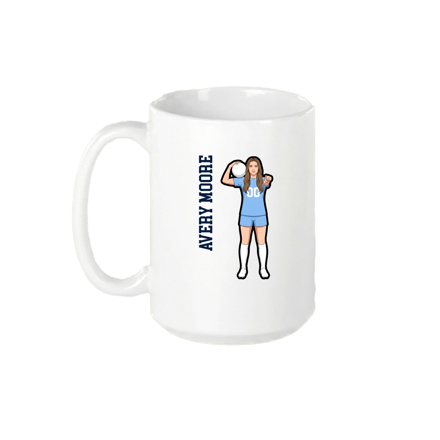 15oz Coffee Mug — Name Vertical in White