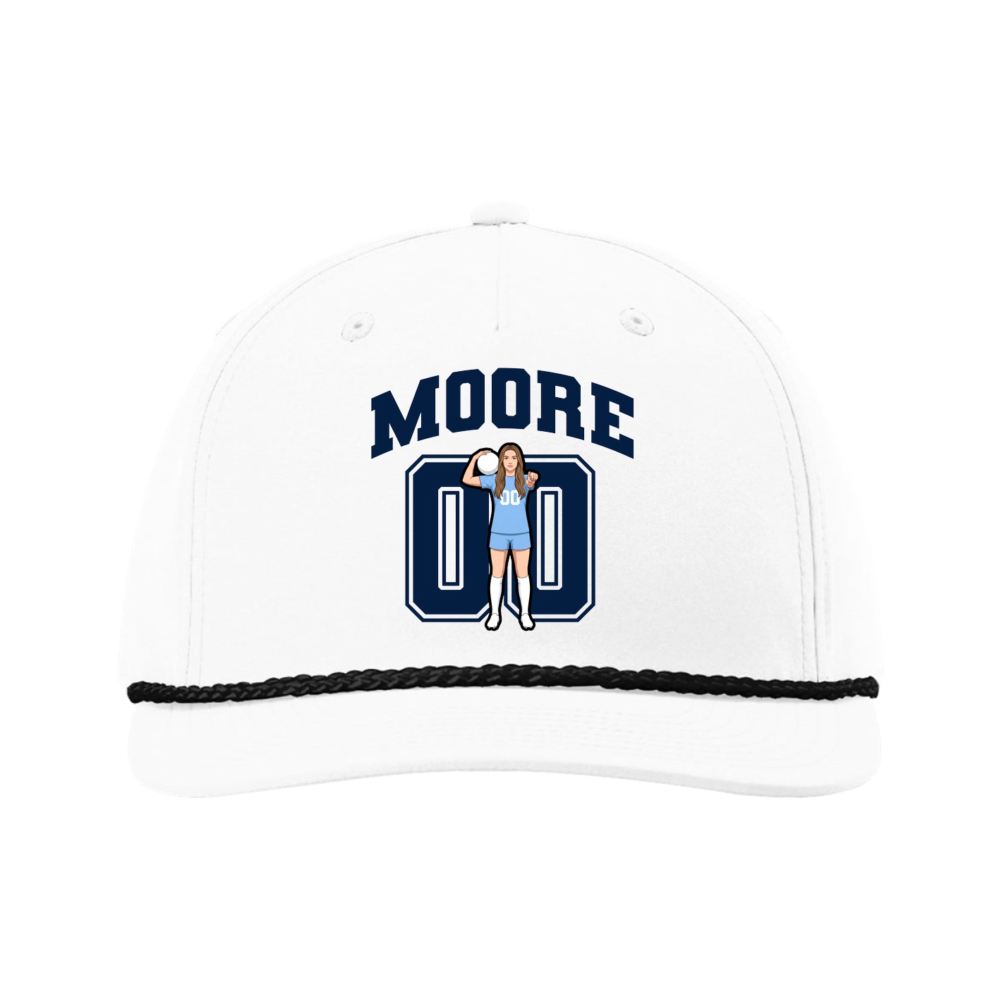 Five-Panel Classic Rope Cap — Number in White