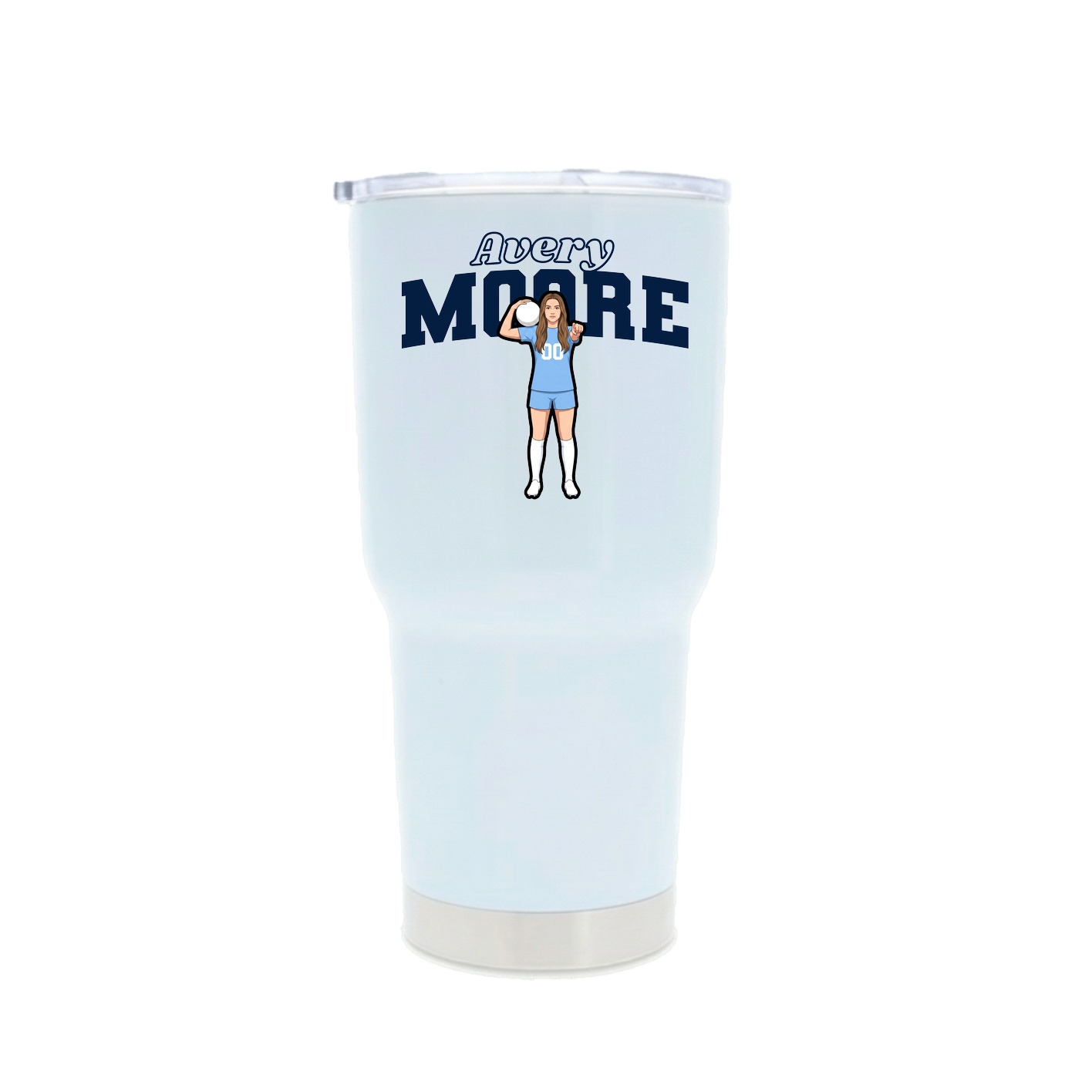30oz Stainless Steel Tumbler — Name Arch in White