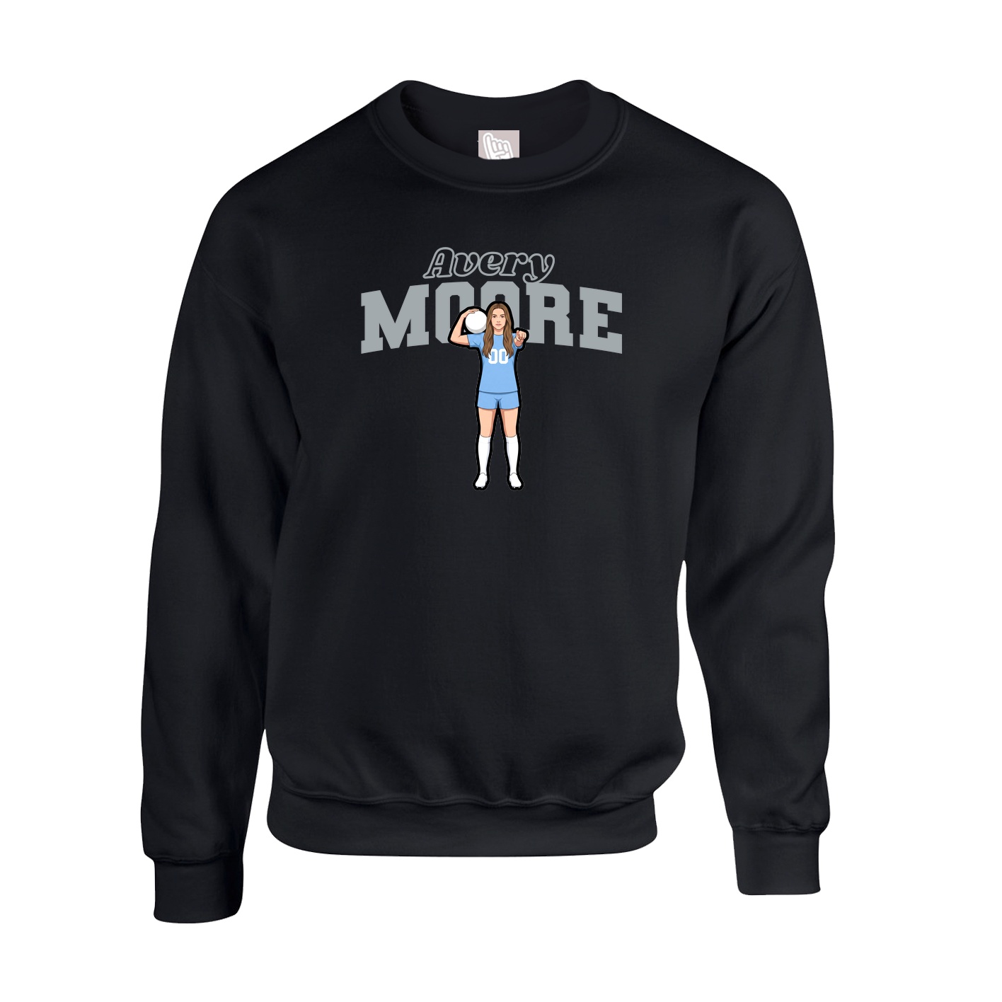 Fleece Crew — Name Arch in Black