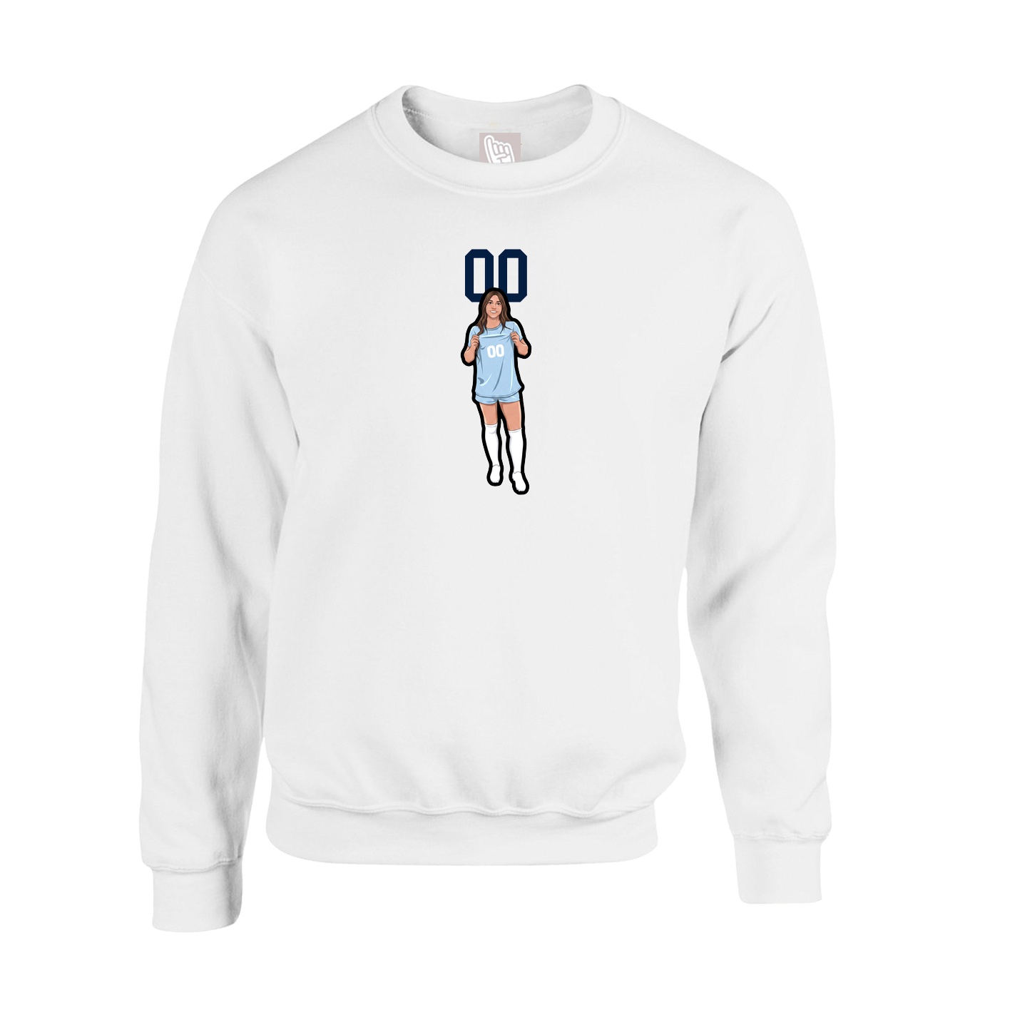 Fleece Crew — Number Top in White