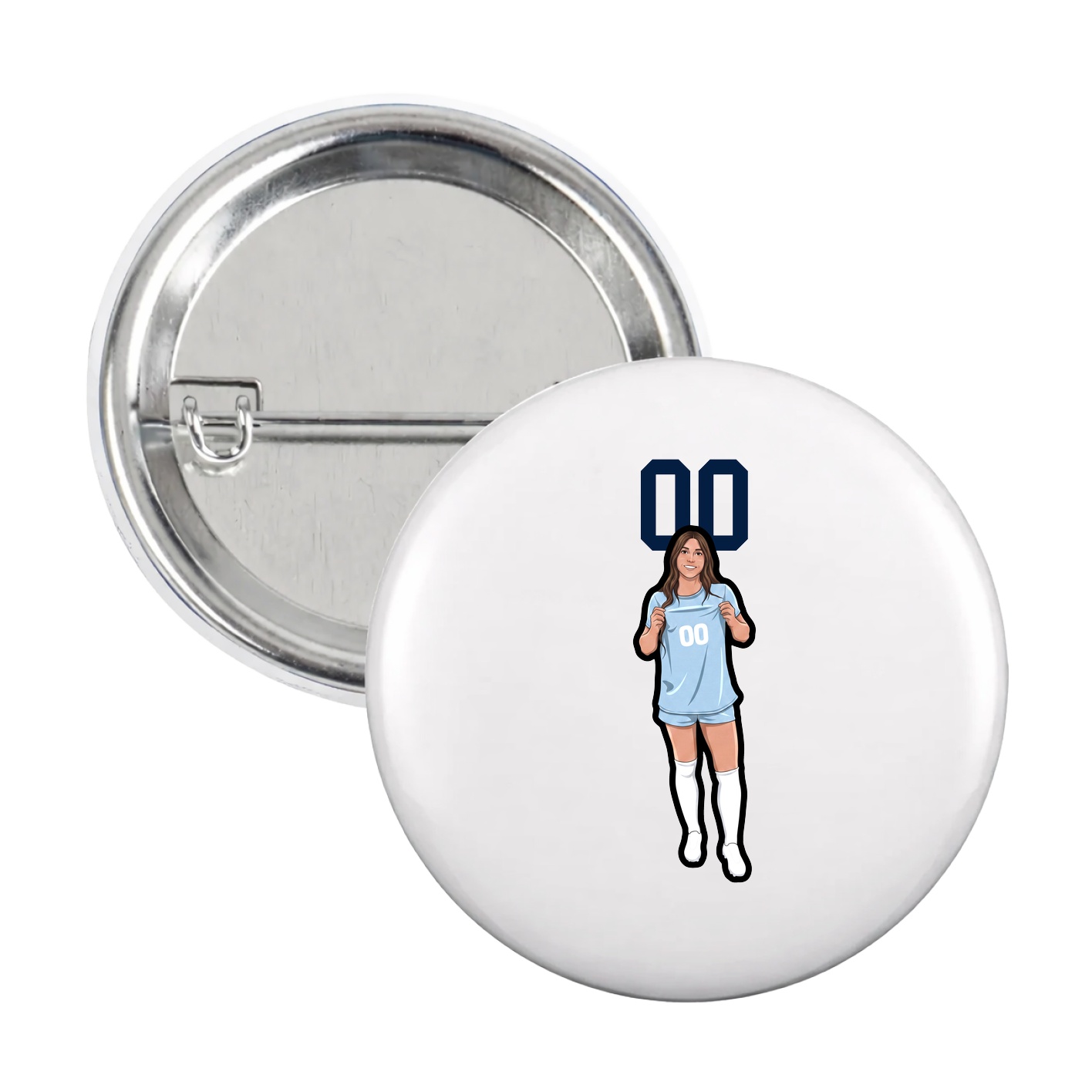 Game Day Button — Number Top in White