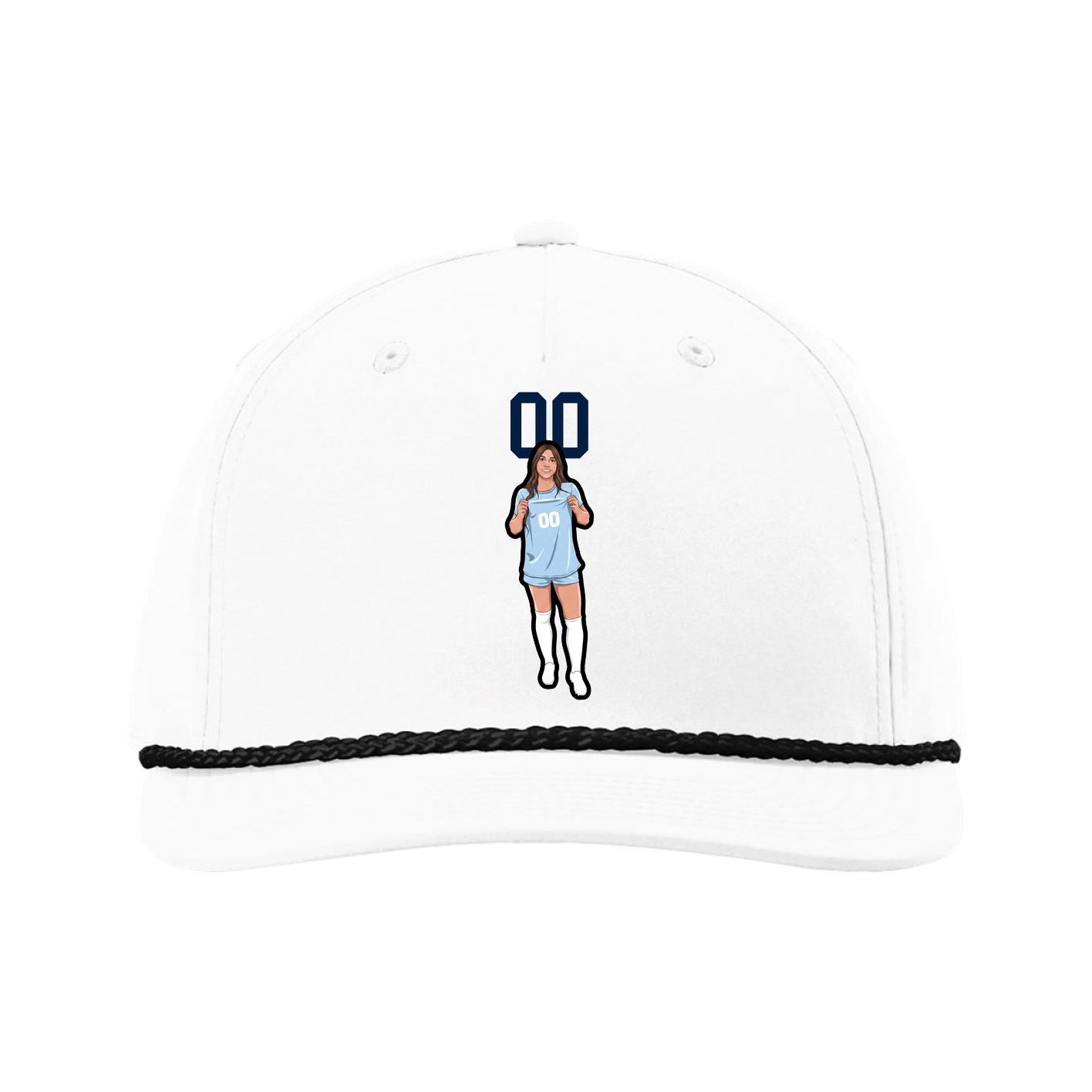 Five-Panel Classic Rope Cap — Number Top in White
