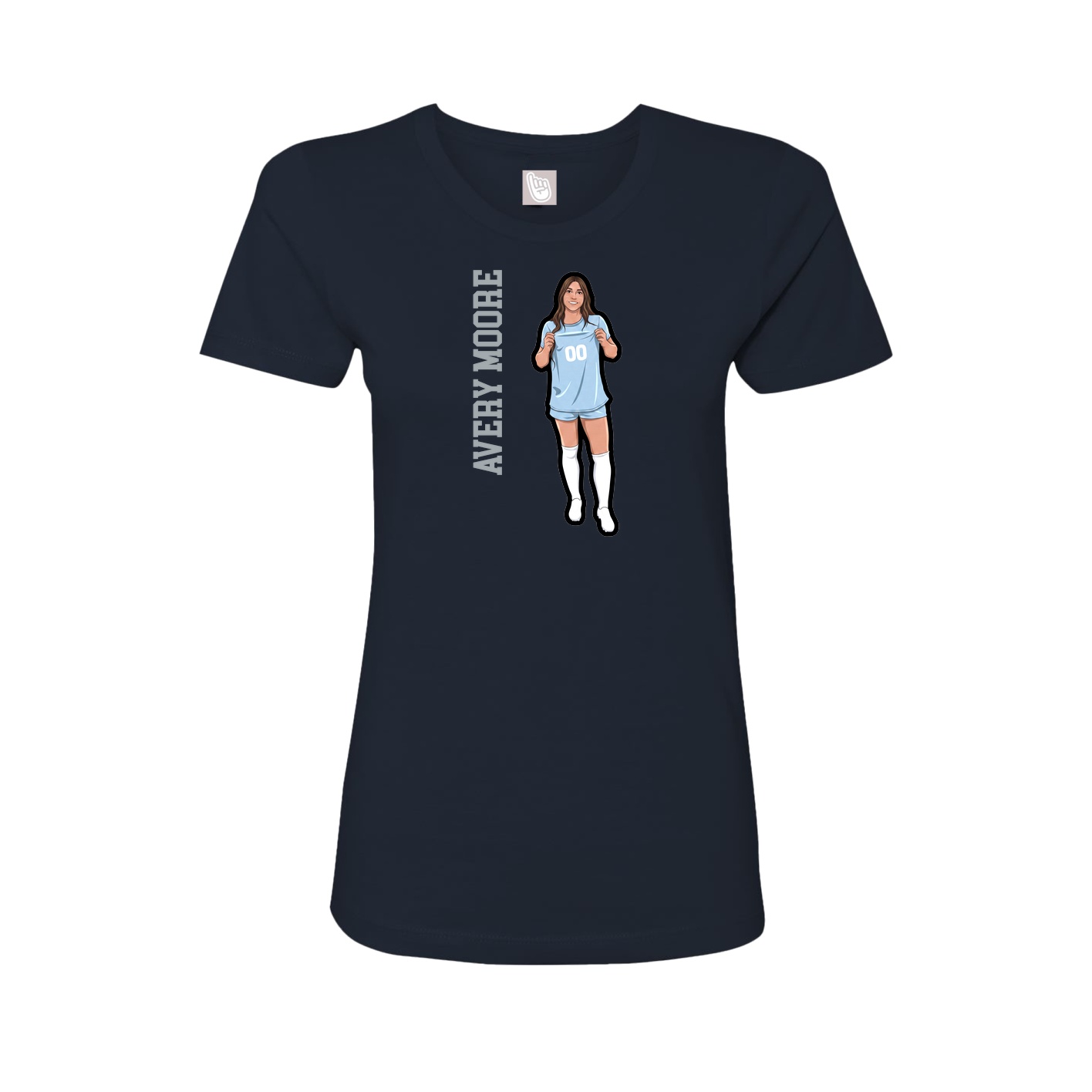 Fitted Women's Tee — Name Vertical in Navy