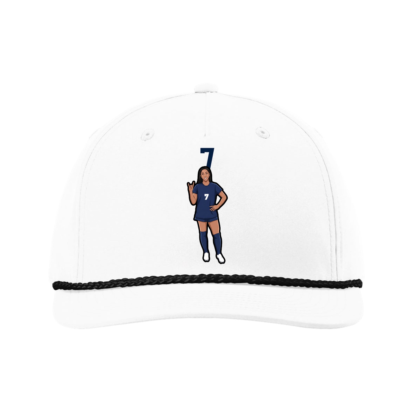 Five-Panel Classic Rope Cap — Number Top in White