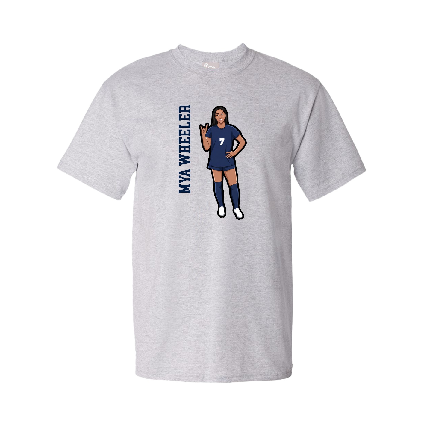 Youth Tee — Name Vertical in Grey