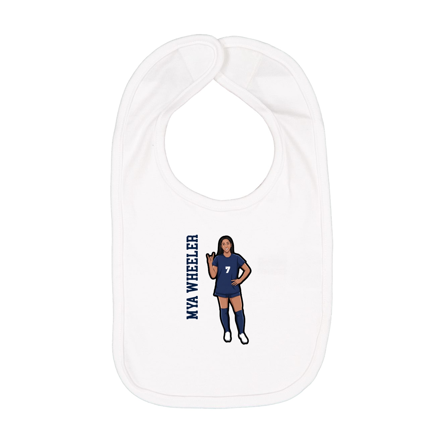 Infant Bib — Name Vertical in White
