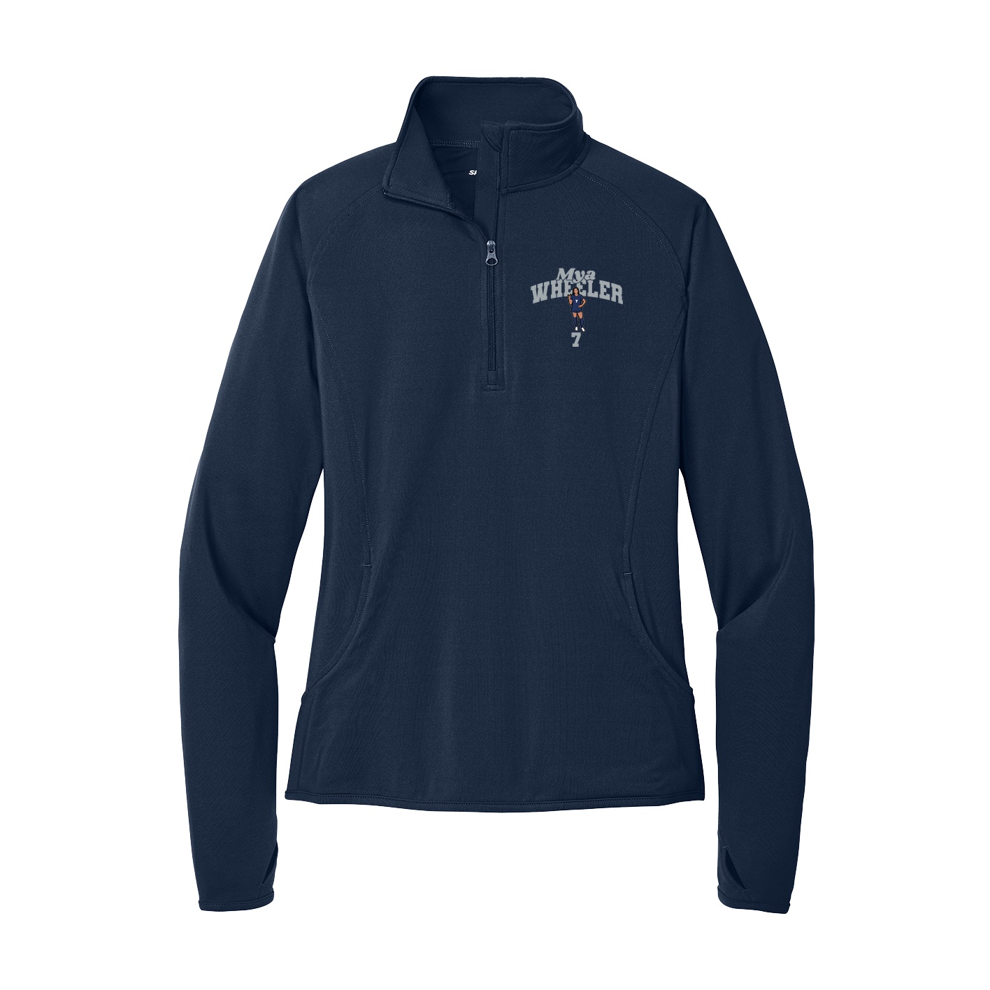 Women's Q-Zip Pullover — Signature Arch in Navy