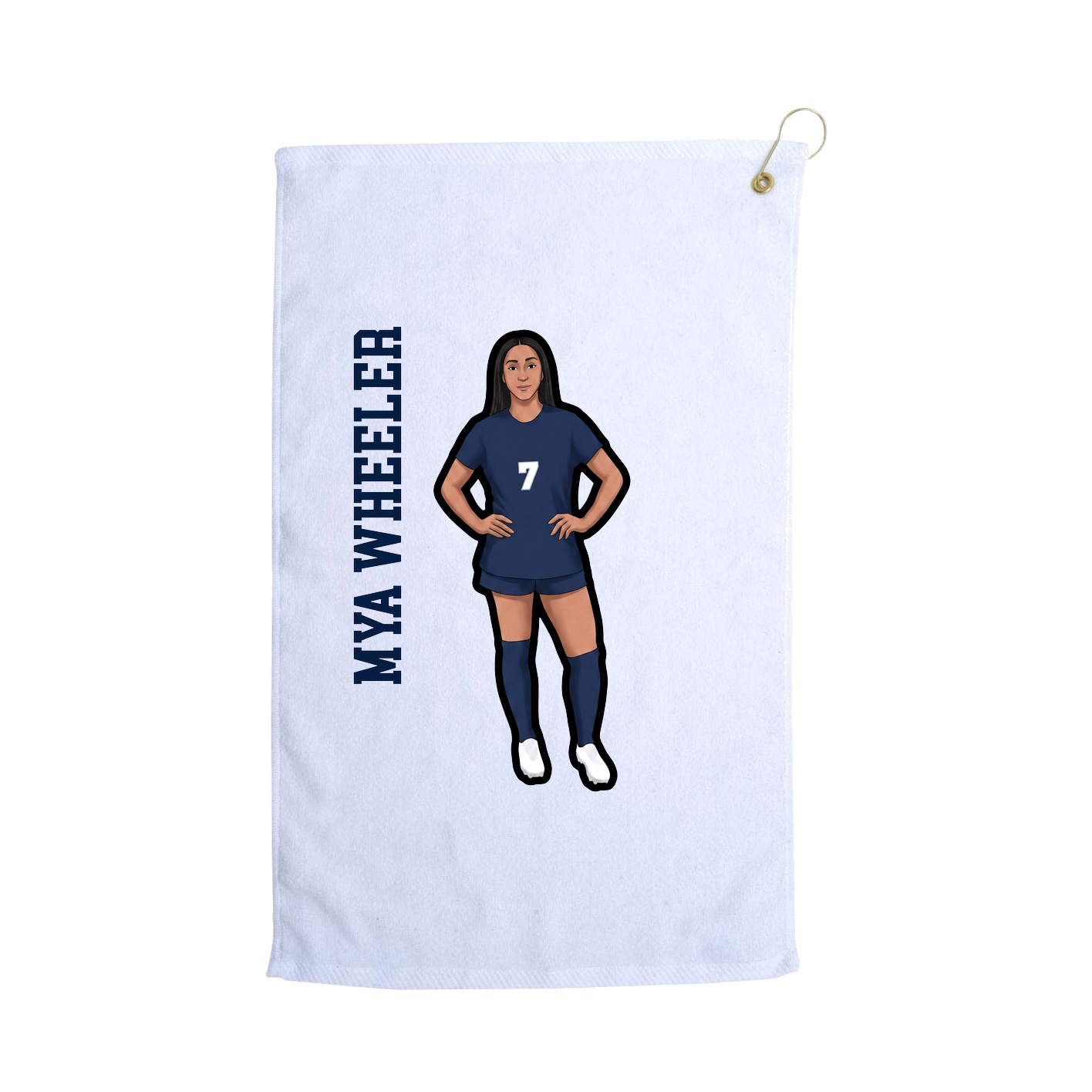 Golf Towel — Name Vertical in White