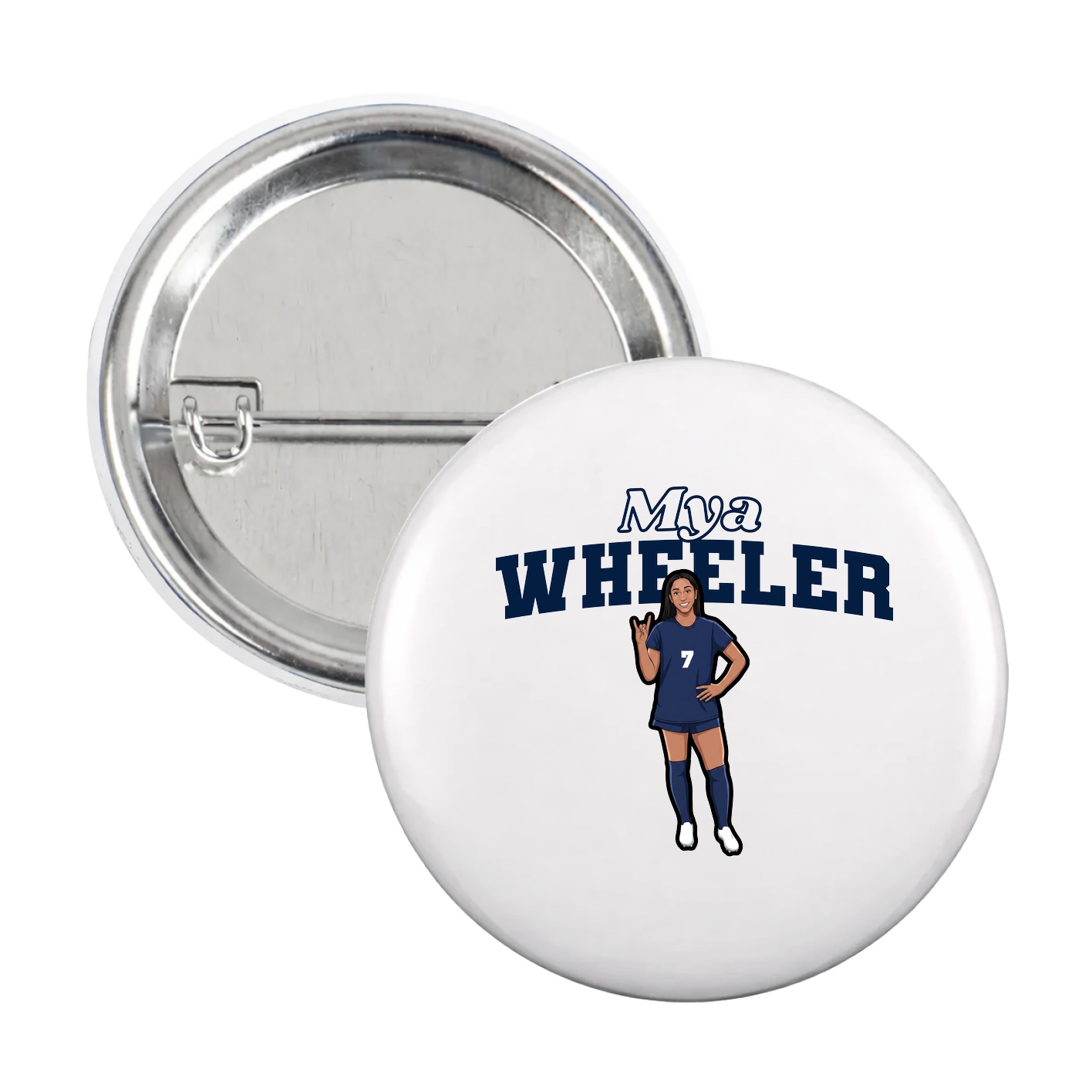Game Day Button — Name Arch in White