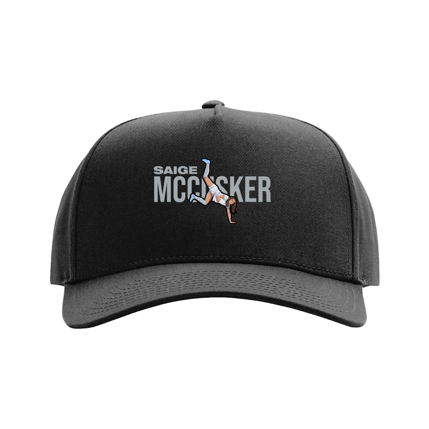 Full Fabric Five-Panel Champ Cap — Player Name in Black