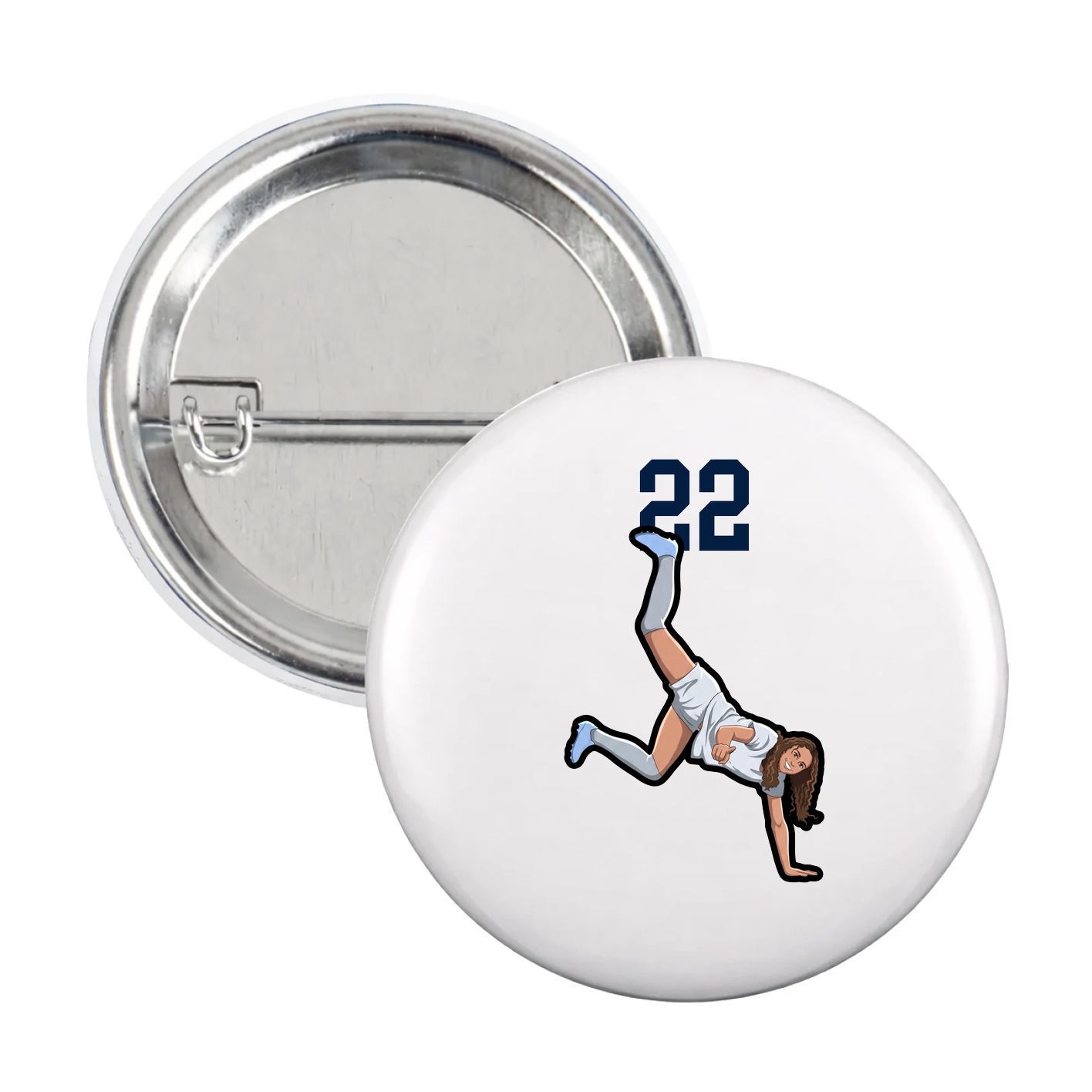 Game Day Button — Number Top in White