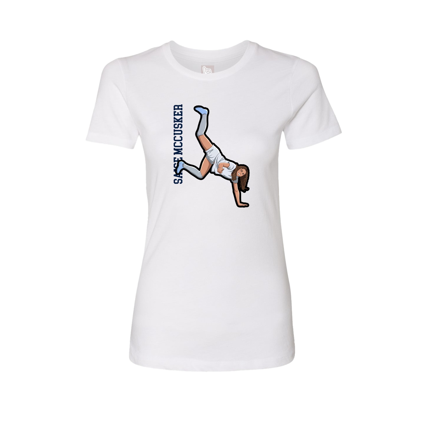 Fitted Women's Tee — Name Vertical in White